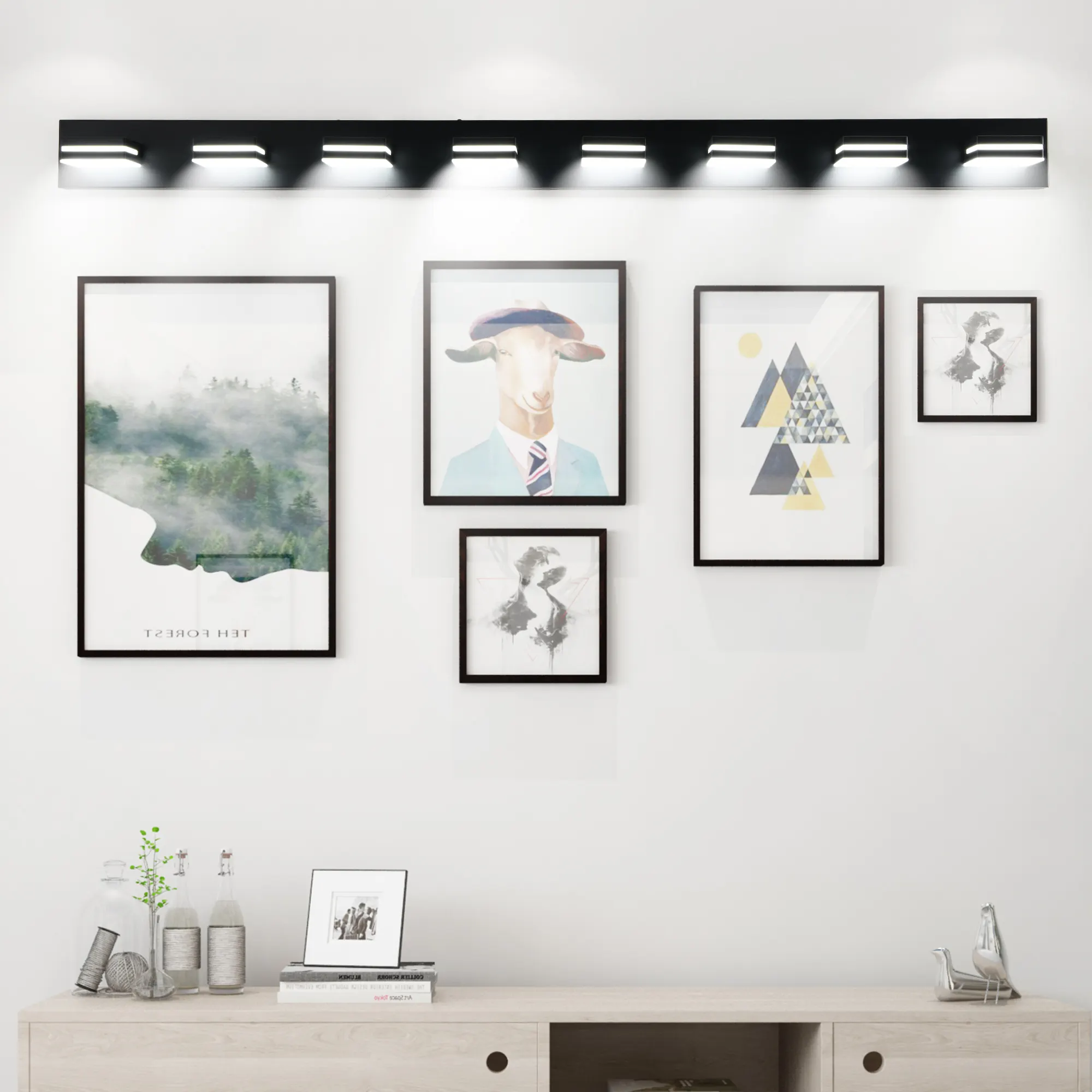 Modern Black 8-Light Vanity Light, image 6 of 10