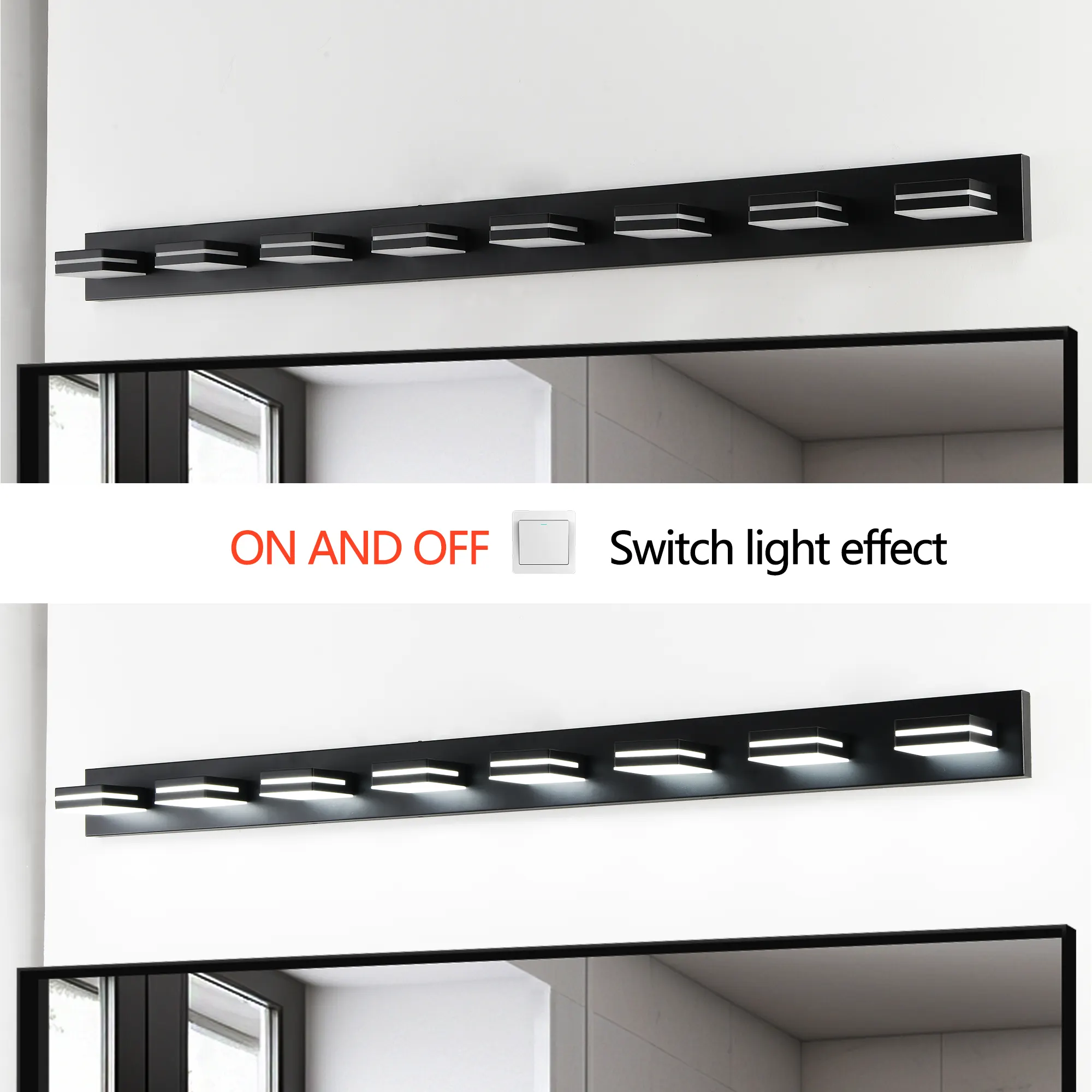Modern Black 8-Light Vanity Light, image 4 of 10