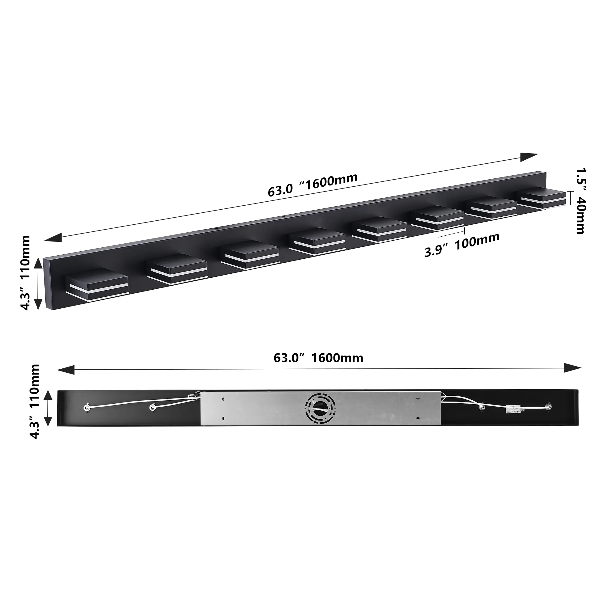 Modern Black 8-Light Vanity Light, image 8 of 10
