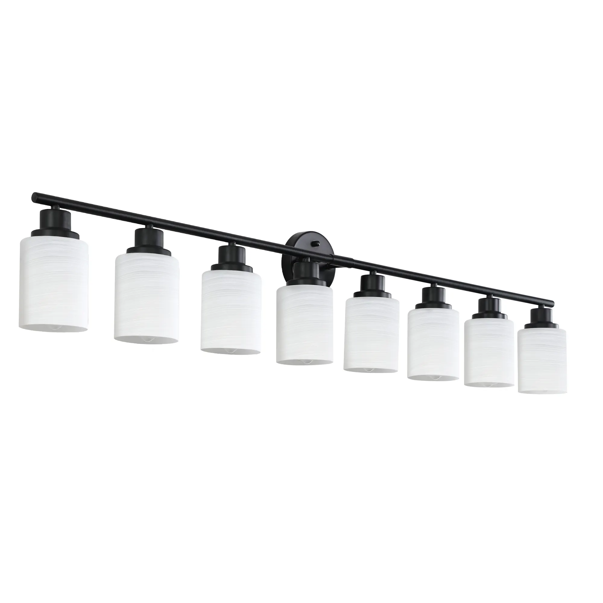 Modern Black 8-Light Frosted Glass Vanity Light, 52 in, image 8 of 9
