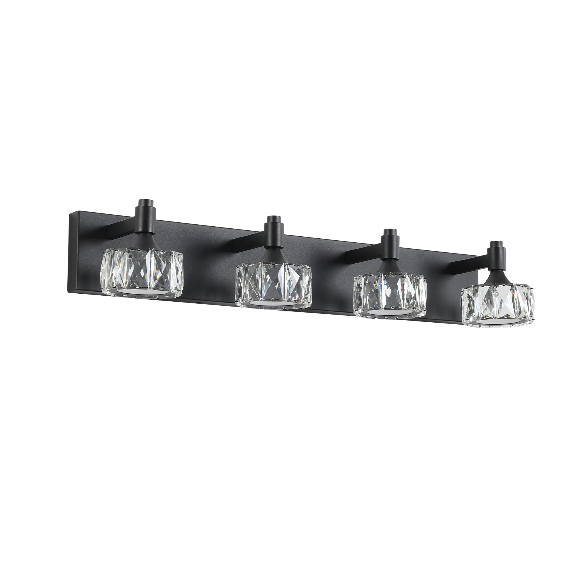 Modern Matte Black 4-Light Glass Vanity Light, image 9 of 9