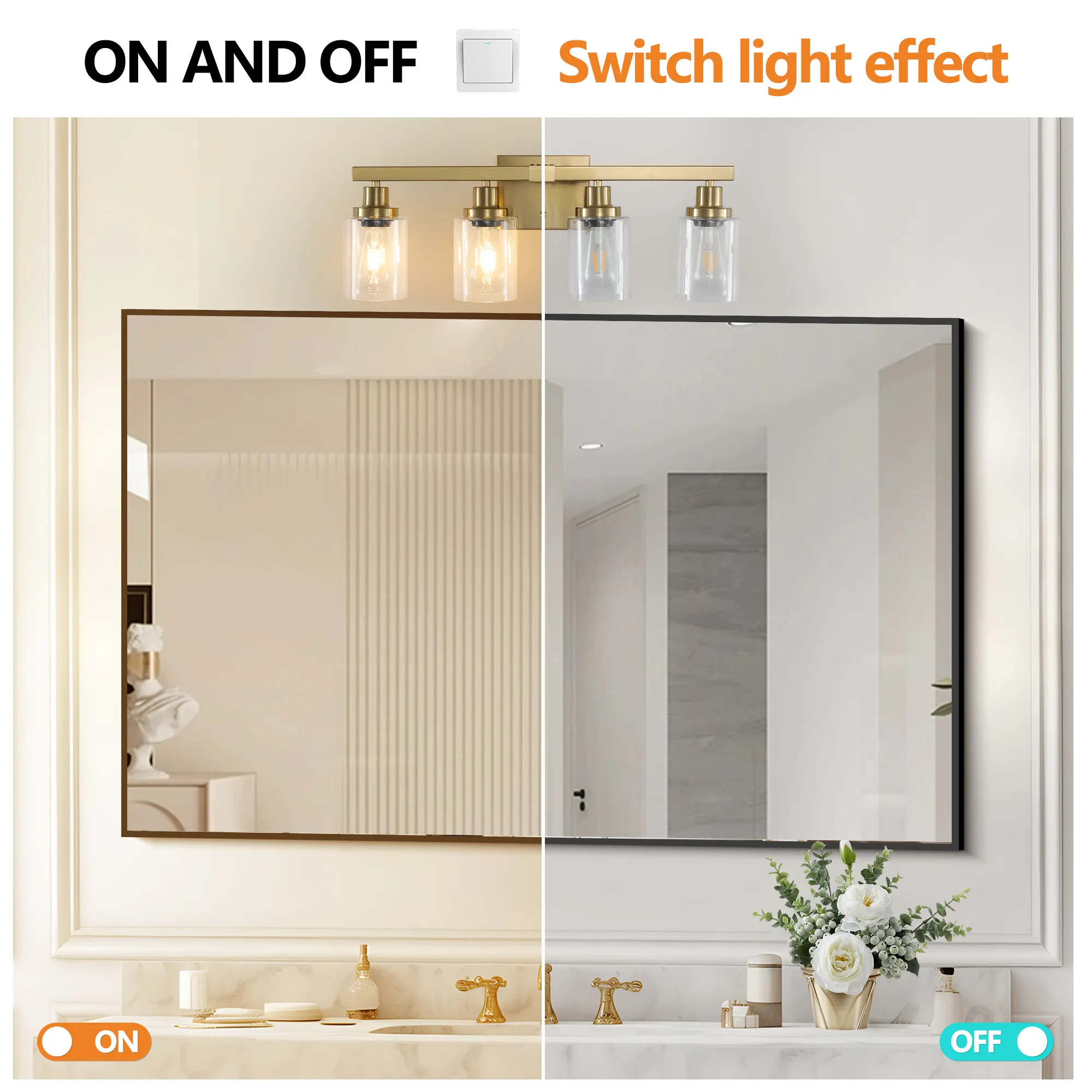 Modern Gold 4-Light Clear Glass Vanity Light, 24 in, image 8 of 10