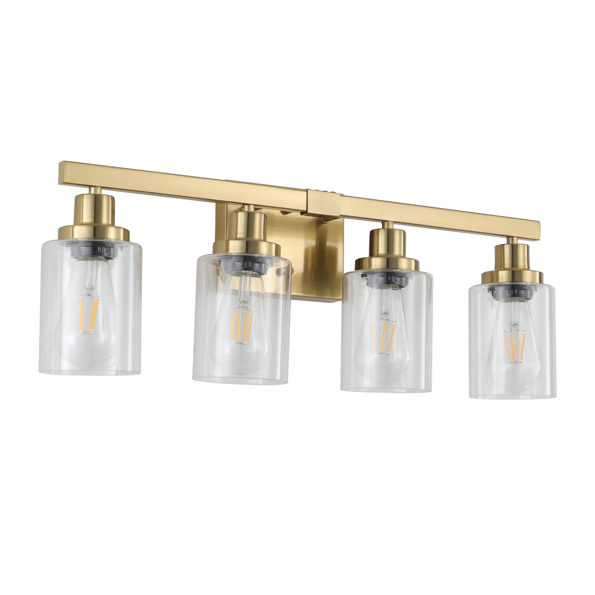 Modern Gold 4-Light Clear Glass Vanity Light, 24 in, image 10 of 10