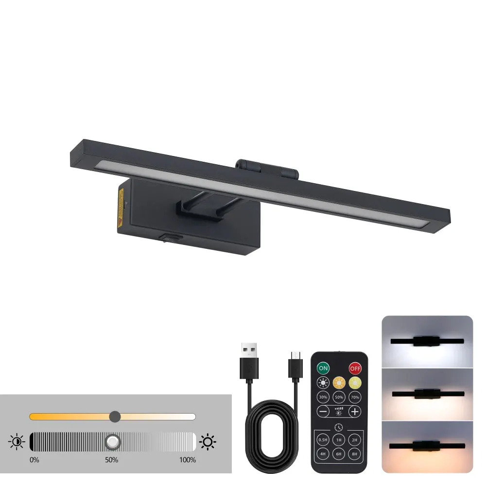 Modern Black Vanity Light, 16 in · Dimmable, image 7 of 8