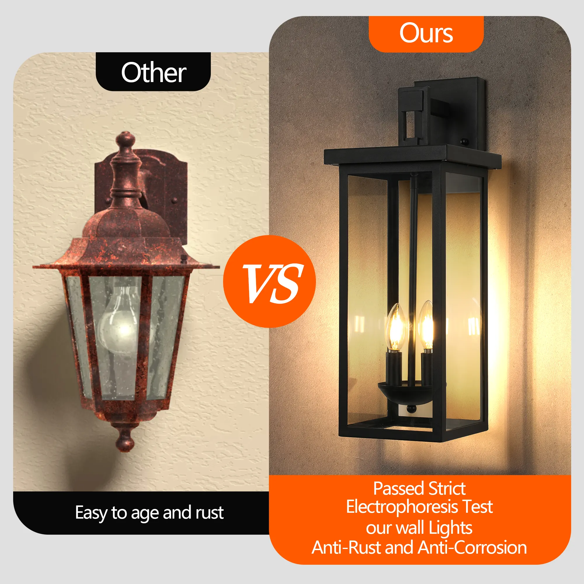 Matte Black 2-Light Clear Glass Outdoor Wall Lantern, 22 in · Dusk-to-Dawn (2-Pack), image 6 of 8