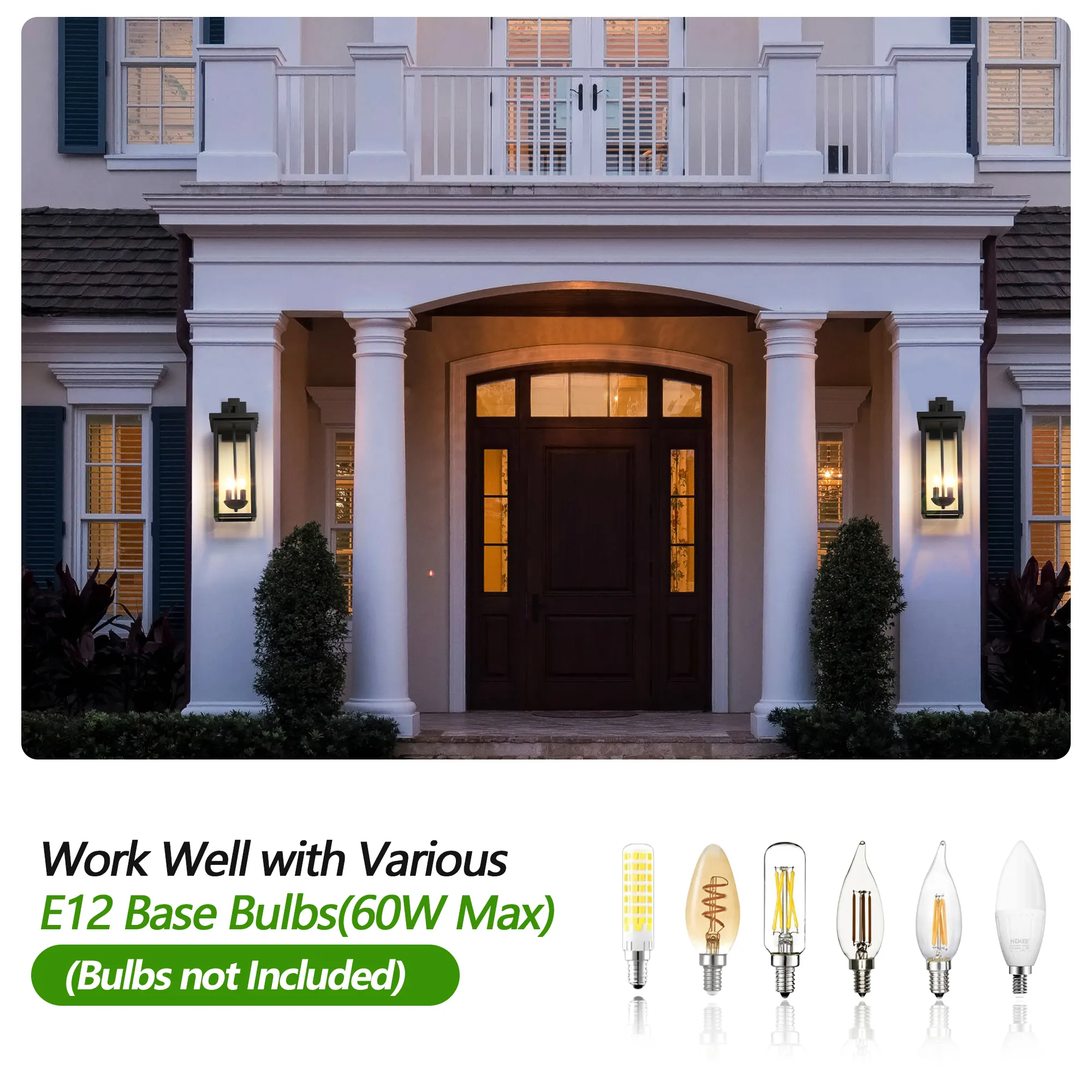 Matte Black 2-Light Clear Glass Outdoor Wall Lantern, 22 in · Dusk-to-Dawn, image 3 of 10