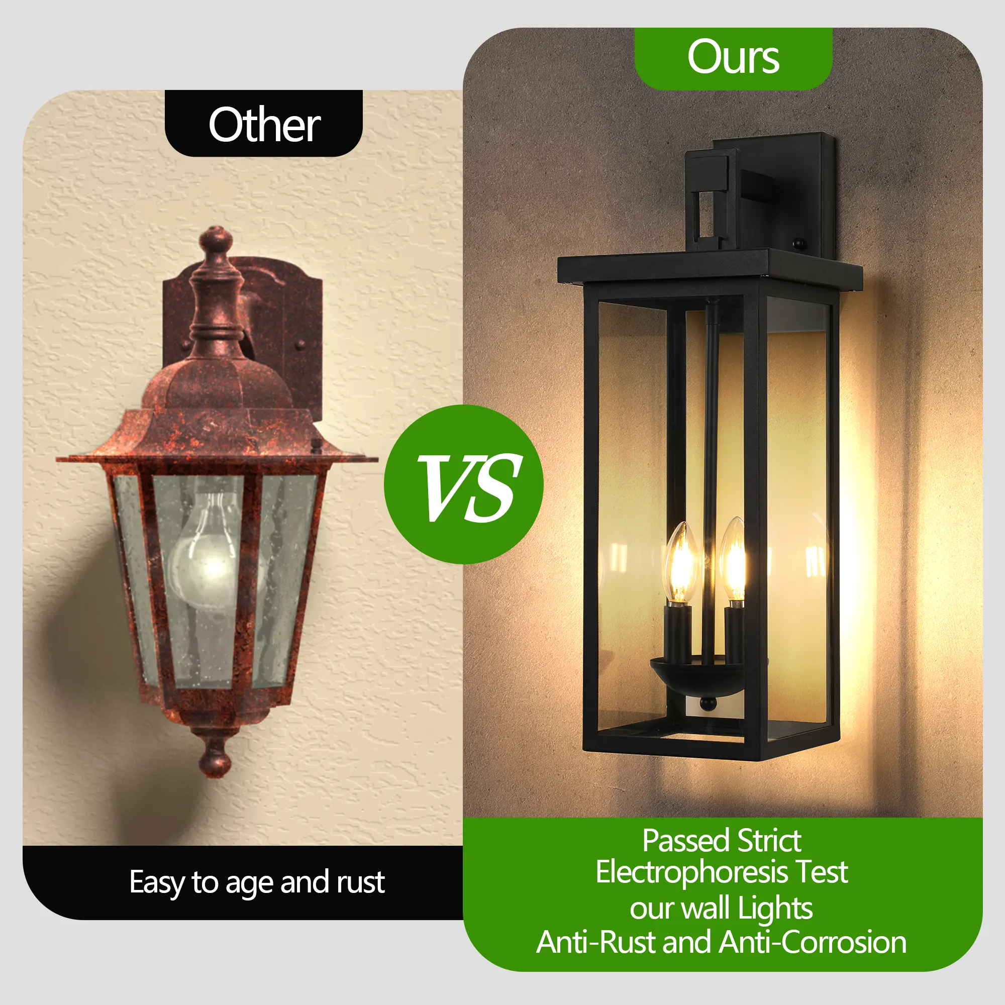 Matte Black 2-Light Clear Glass Outdoor Wall Lantern, 22 in · Dusk-to-Dawn, image 8 of 10