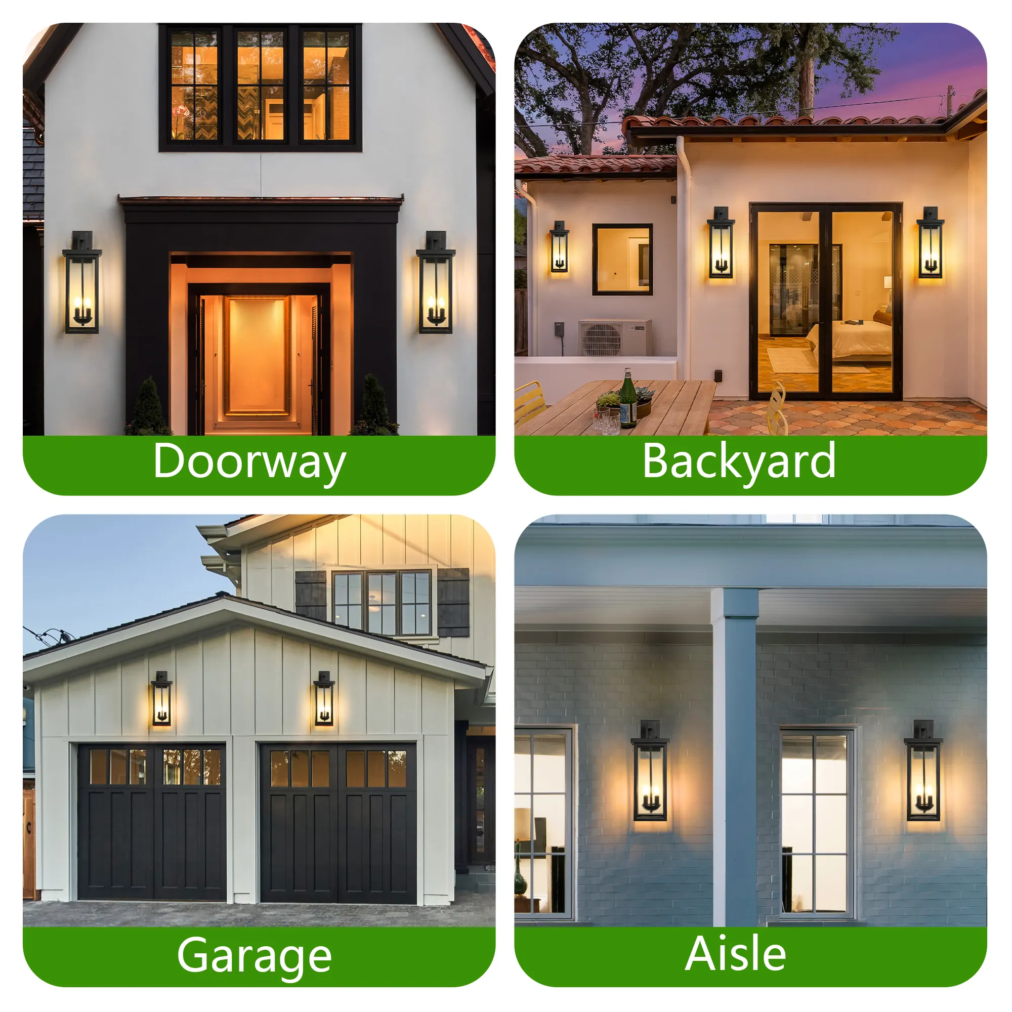 Matte Black 2-Light Clear Glass Outdoor Wall Lantern, 22 in · Dusk-to-Dawn, image 10 of 10