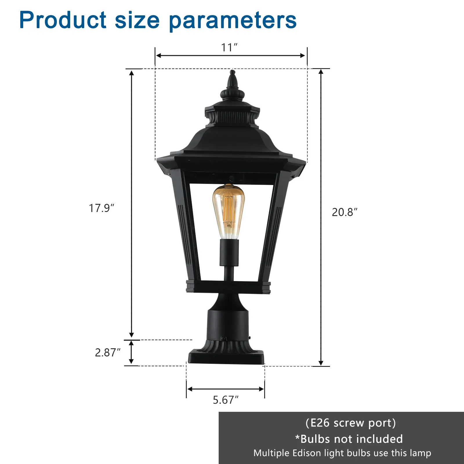 Vintage Black Clear Glass Outdoor Wall Lantern, 21 in, image 6 of 7