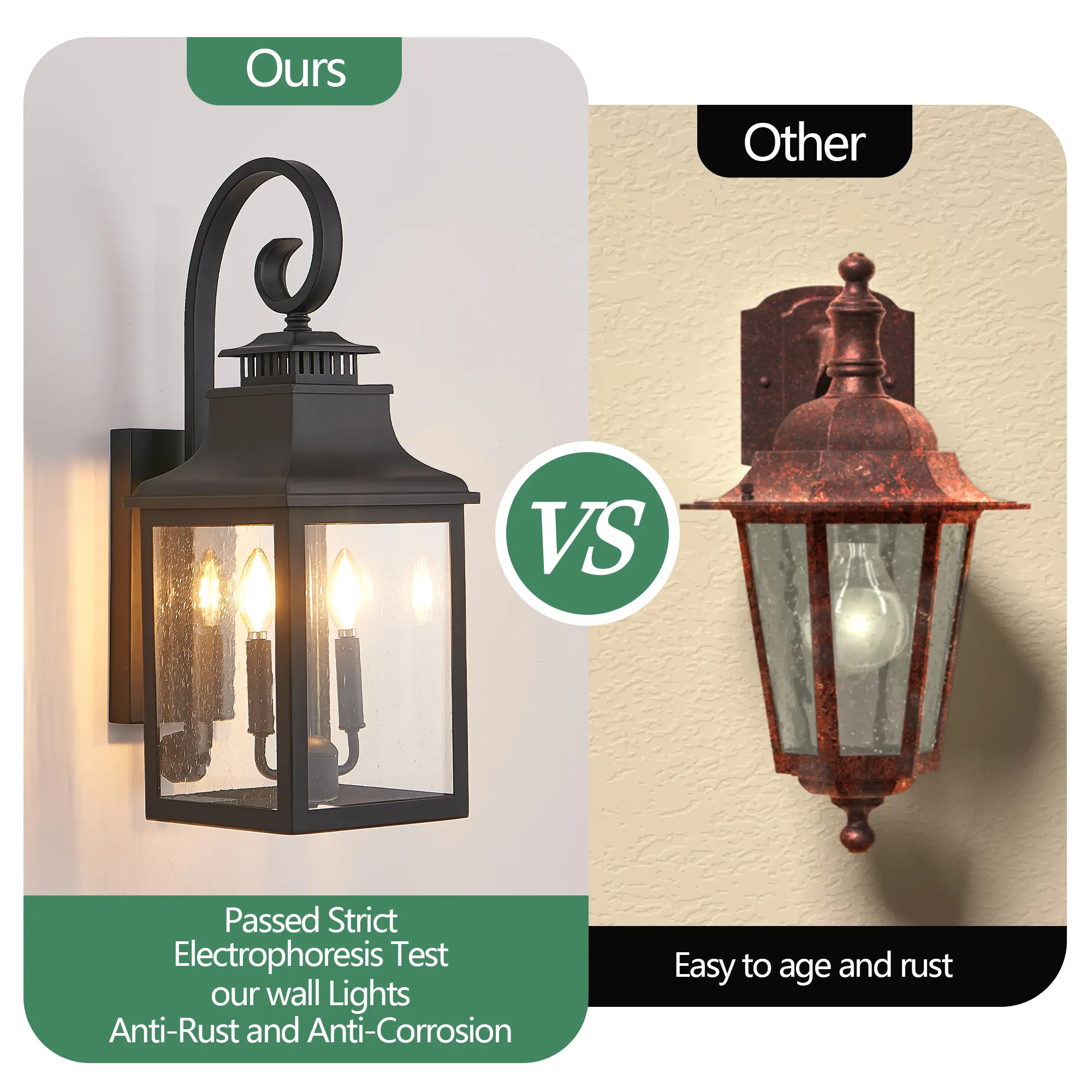 Black Clear Glass Outdoor Wall Lantern, 23 in, image 6 of 9
