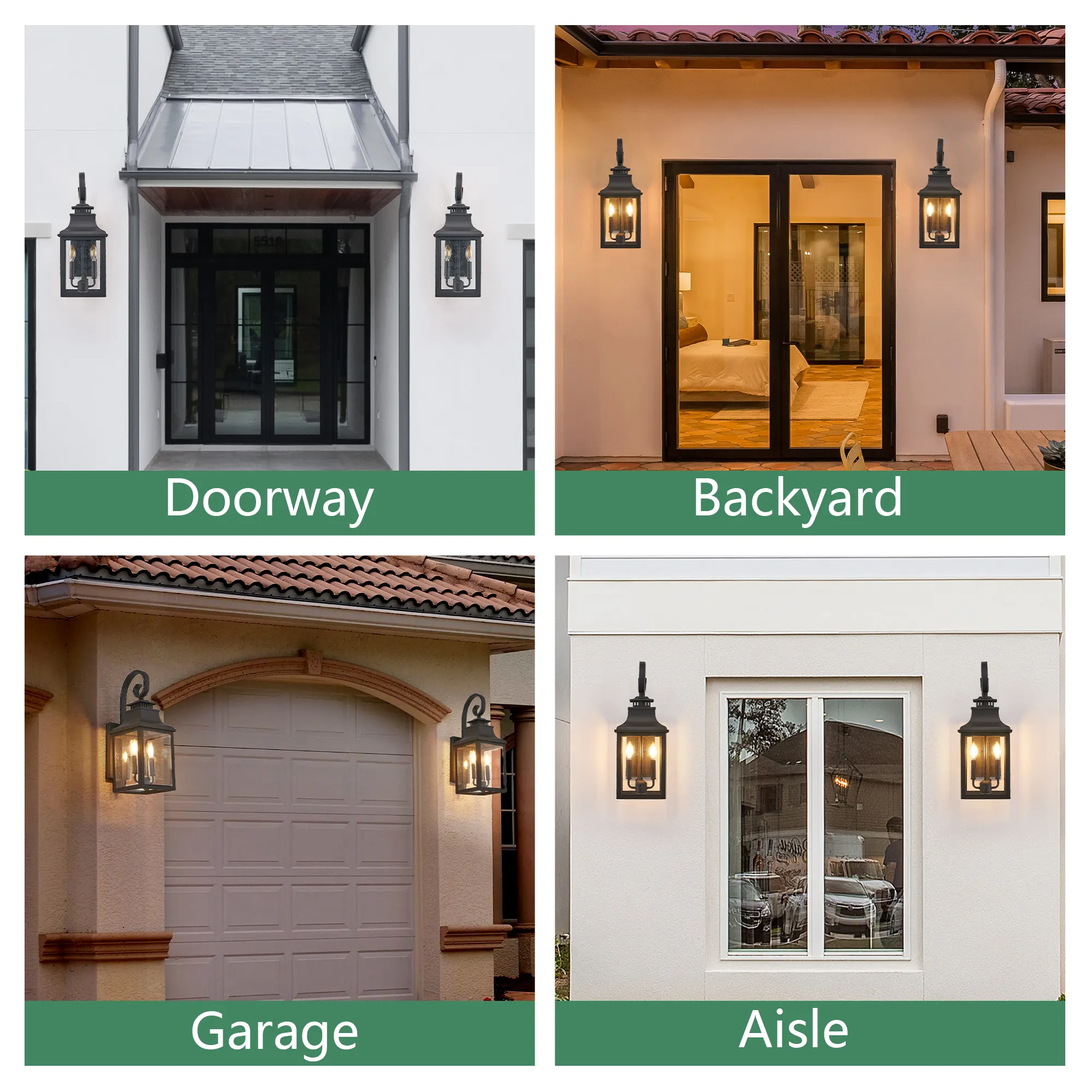 Black Clear Glass Outdoor Wall Lantern, 23 in, image 9 of 9