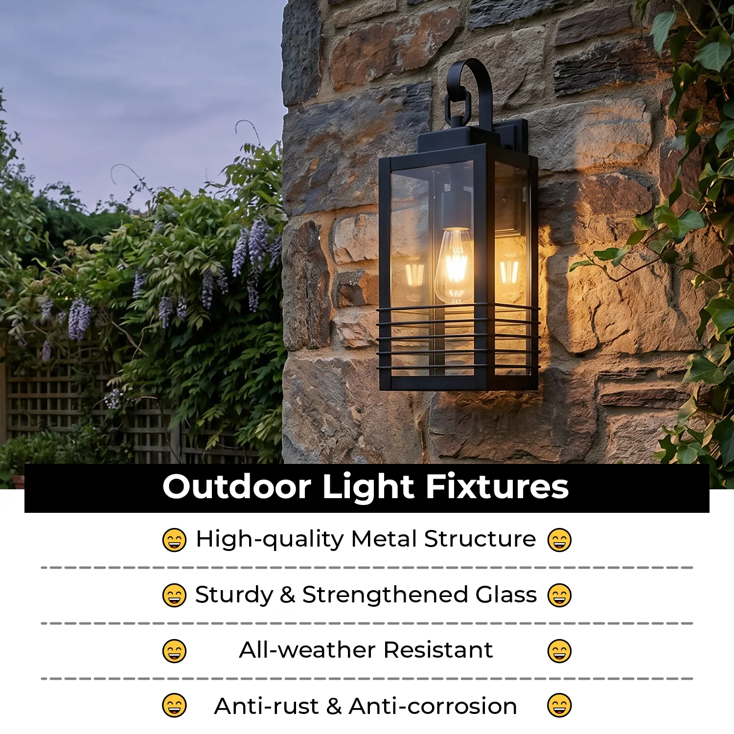 Modern Matte Black Glass Outdoor Wall Light, 18.1 in (2-Pack), image 3 of 8