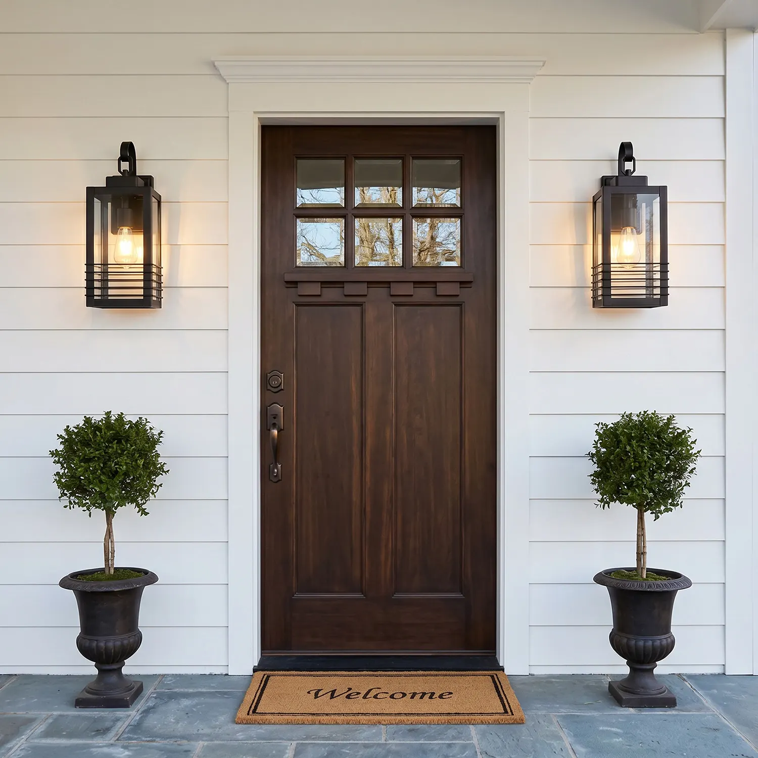 Modern Matte Black Glass Outdoor Wall Light, 18.1 in (2-Pack)