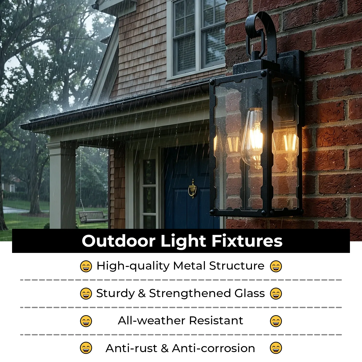 Matte Black Glass Outdoor Wall Light, 14.6 in (2-Pack), image 3 of 8