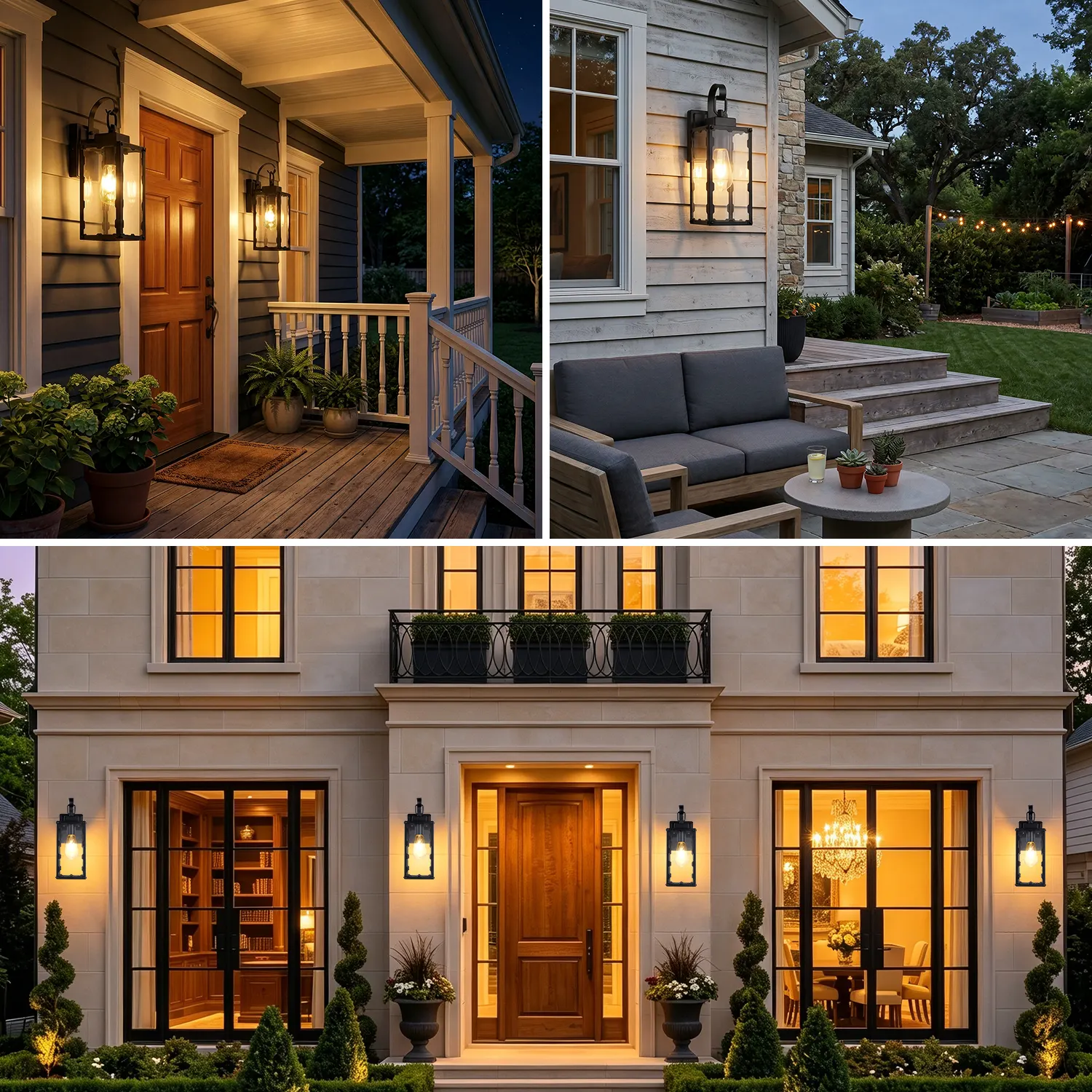 Matte Black Glass Outdoor Wall Light, 14.6 in (2-Pack), image 8 of 8
