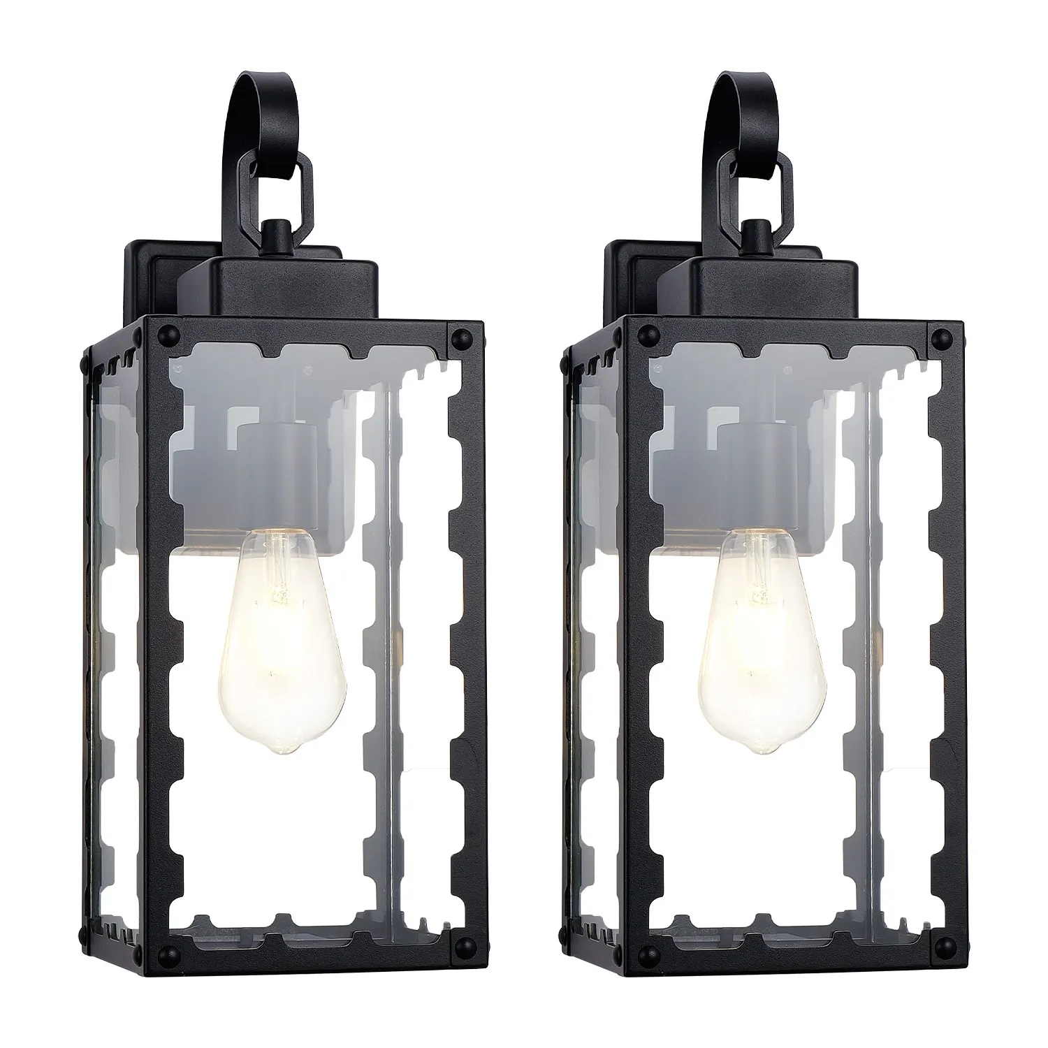 Matte Black Glass Outdoor Wall Light, 18.1 in (2-Pack), image 6 of 8