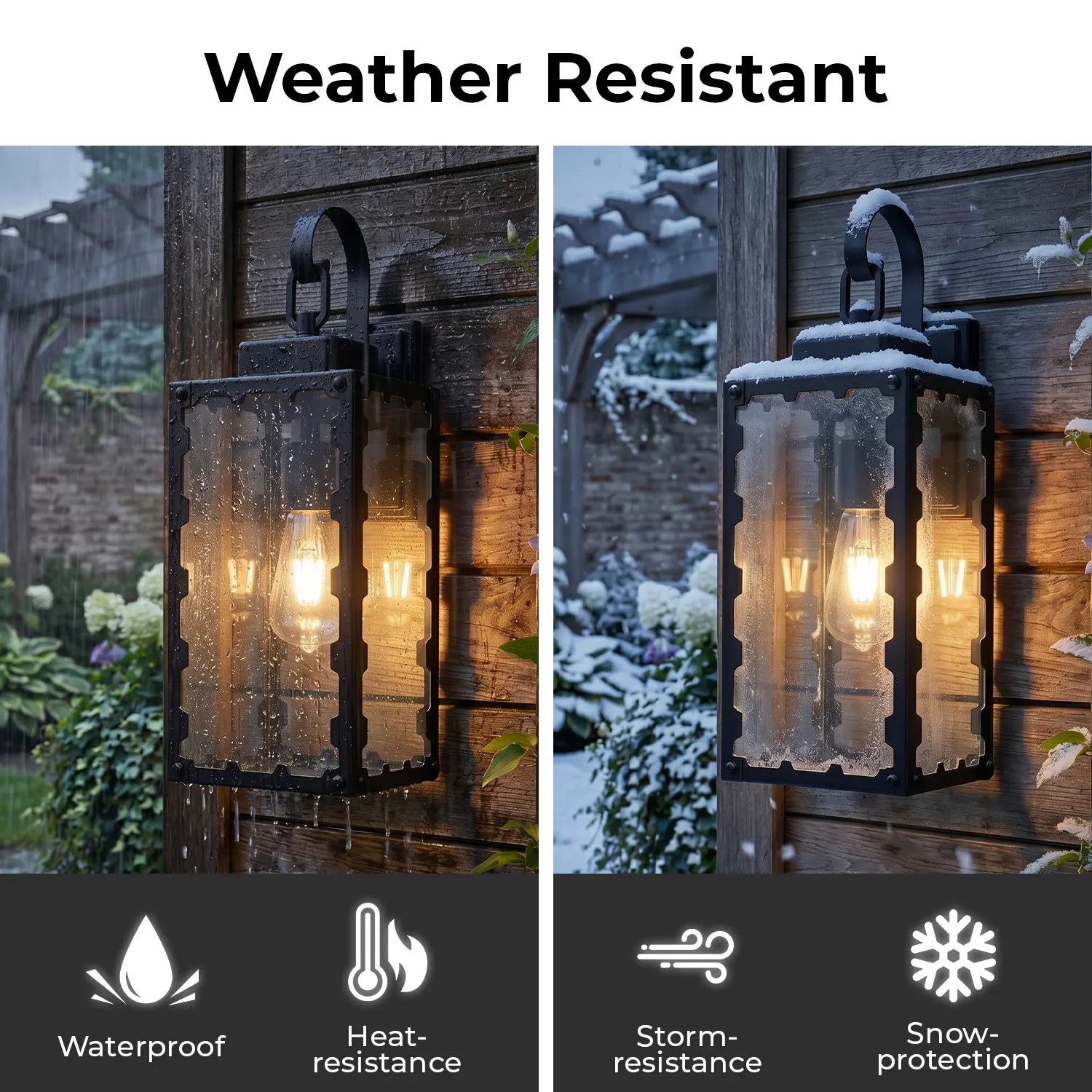 Matte Black Glass Outdoor Wall Light, 18.1 in (2-Pack), image 2 of 8