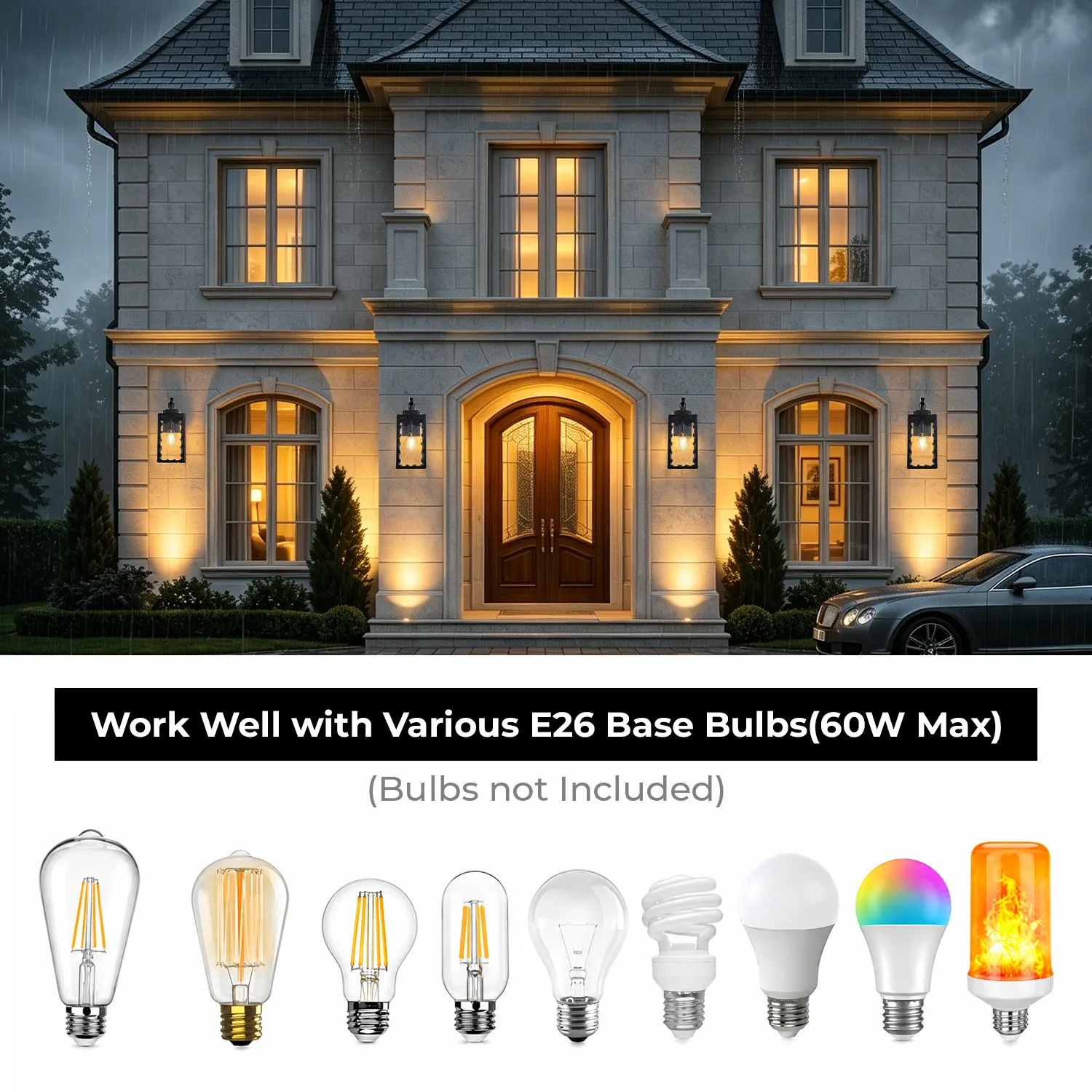 Matte Black Glass Outdoor Wall Light, 18.1 in (2-Pack), image 3 of 8