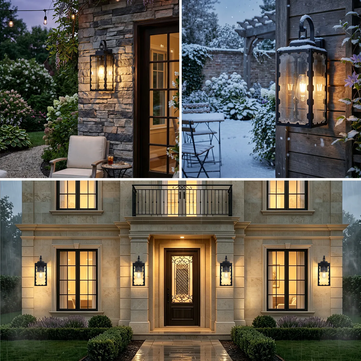 Matte Black Glass Outdoor Wall Light, 18.1 in (2-Pack), image 5 of 8