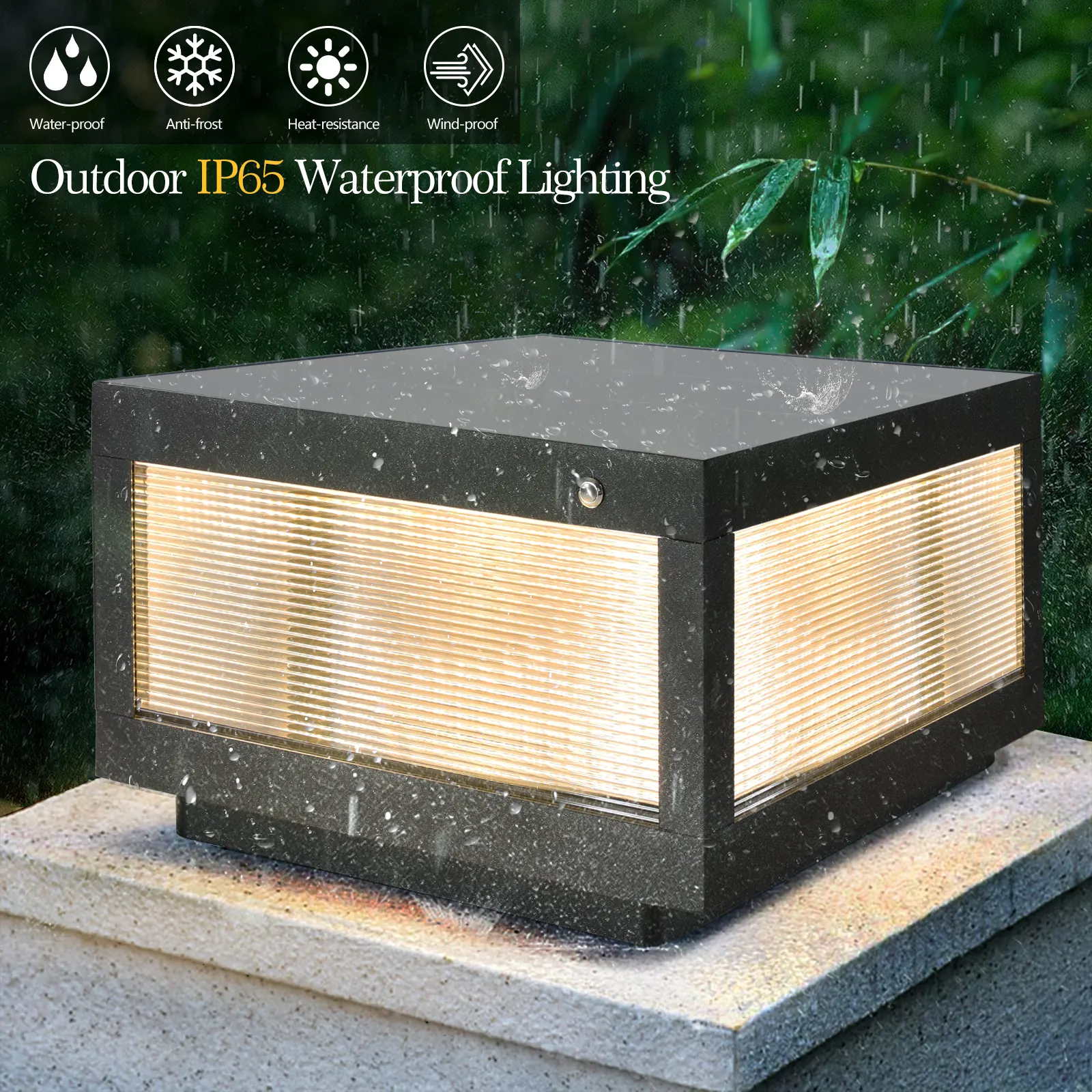 Modern Black Post Cap Light, 12 in · Solar, image 2 of 7