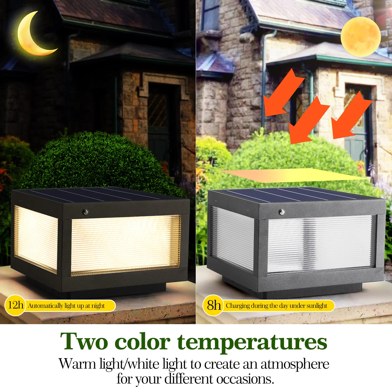 Modern Black Post Cap Light, 12 in · Solar, image 3 of 7