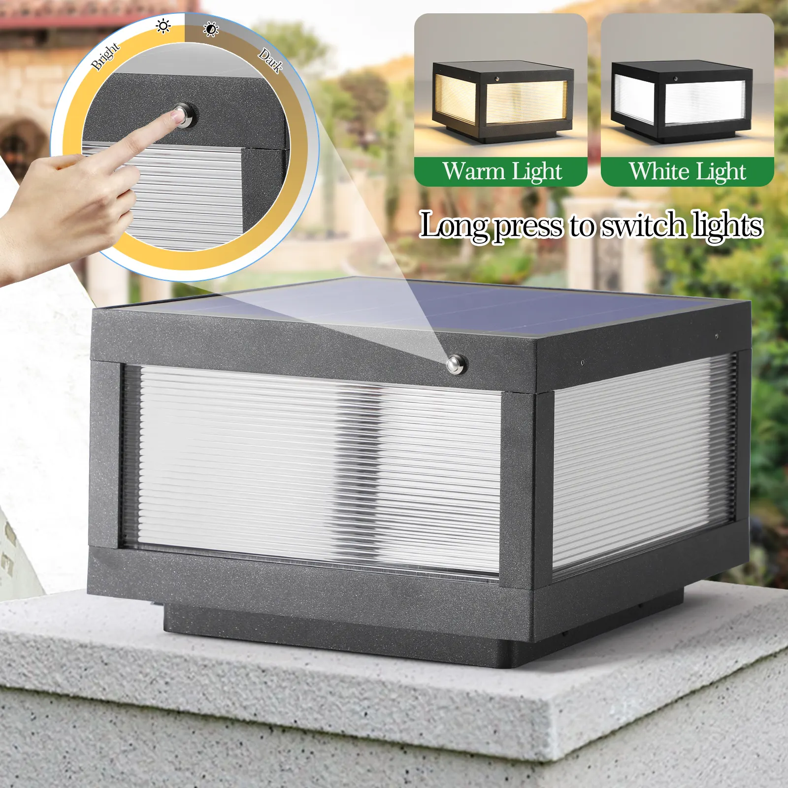 Modern Black Post Cap Light, 12 in · Solar, image 4 of 7