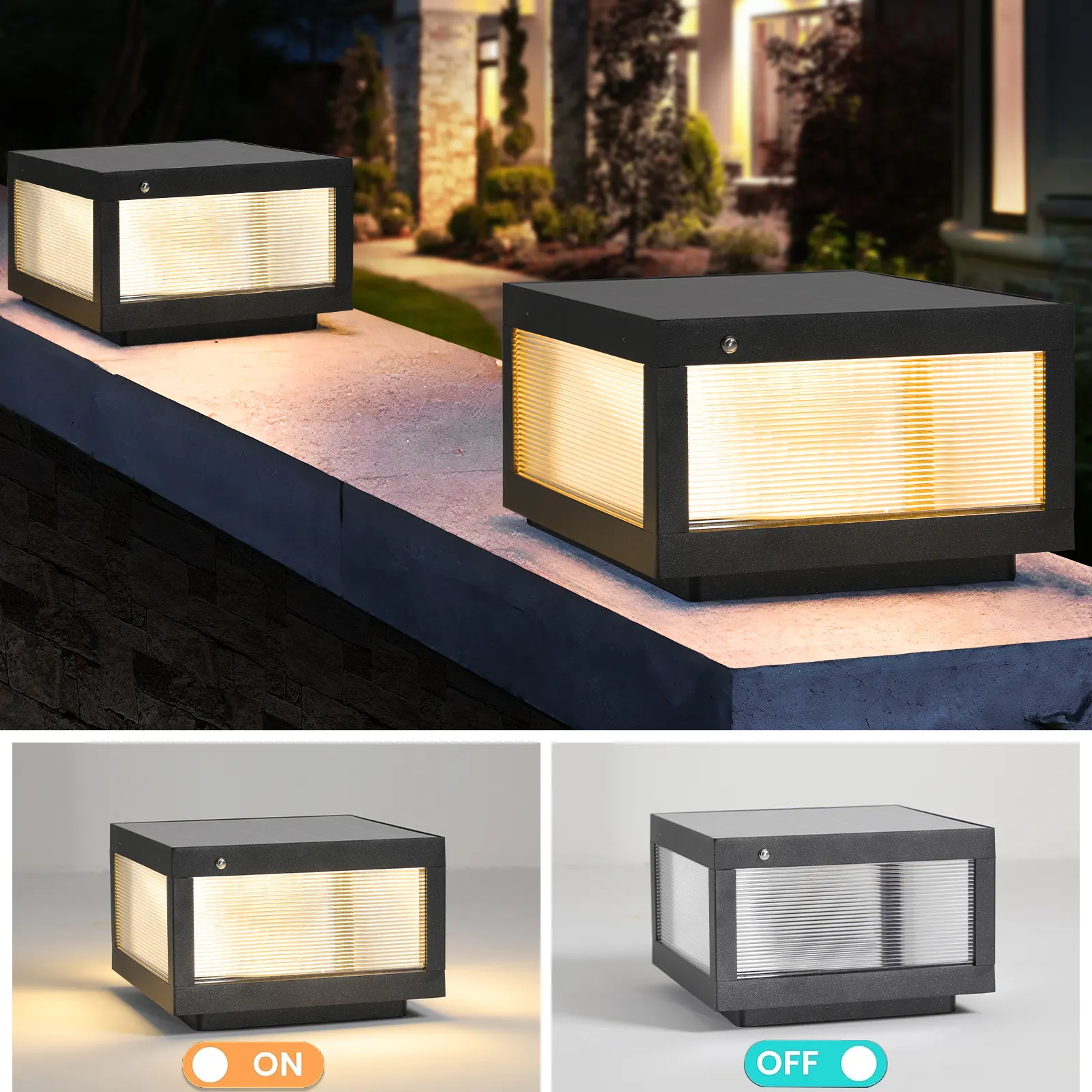 Modern Black Post Cap Light, 12 in · Solar, image 6 of 7