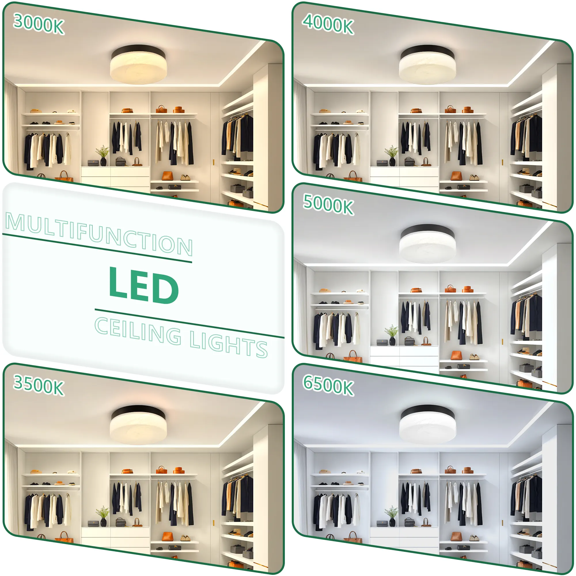 Modern Black Flush Mount Ceiling Light, 12 in · Dimmable, image 8 of 8