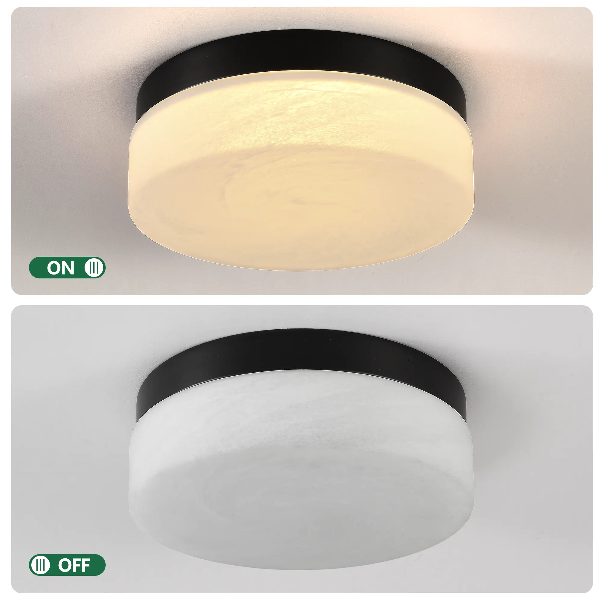 Modern Black Flush Mount Ceiling Light, 12 in · Dimmable, image 5 of 8