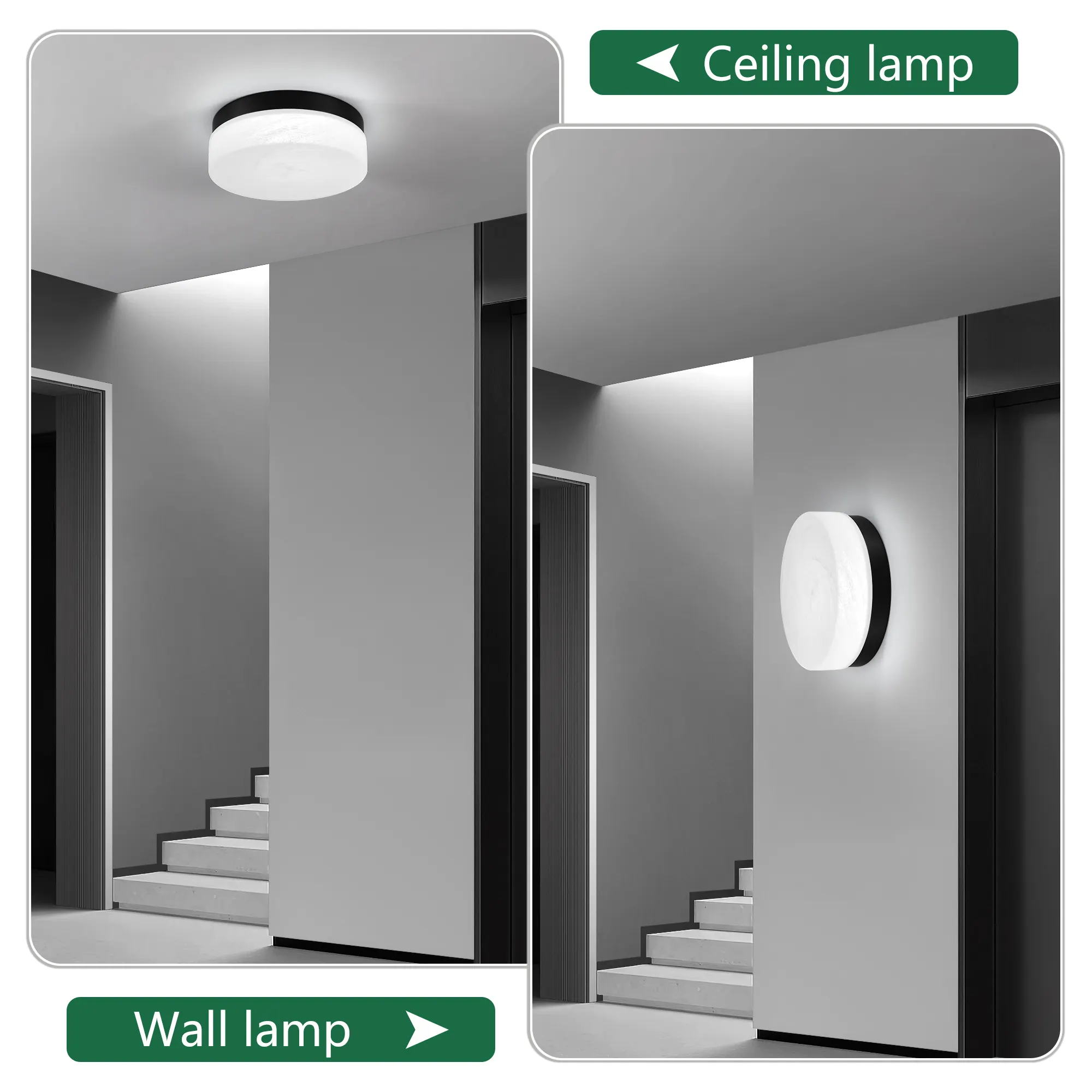Modern Black Flush Mount Ceiling Light, 12 in · Dimmable, image 6 of 8