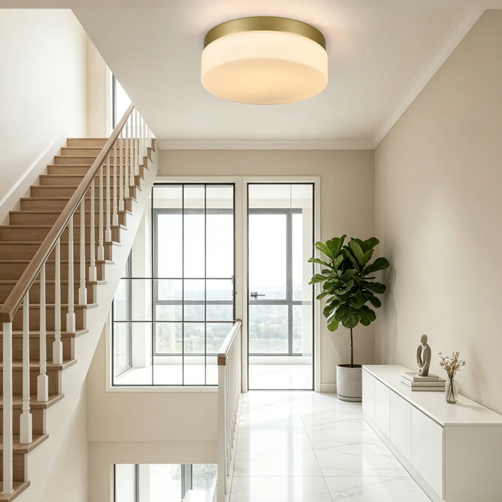 Modern Gold Flush Mount Ceiling Light, 12 in · Dimmable, image 4 of 12