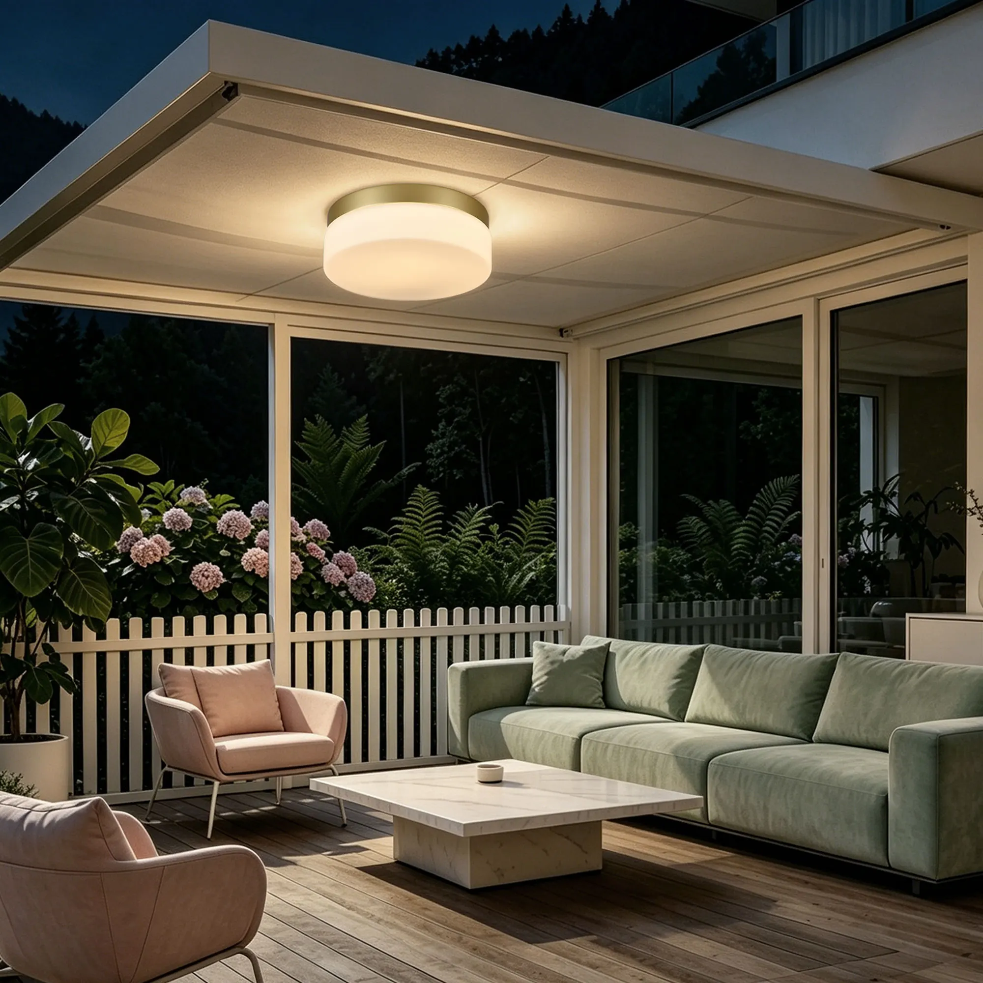 Modern Gold Flush Mount Ceiling Light, 12 in · Dimmable, image 5 of 12