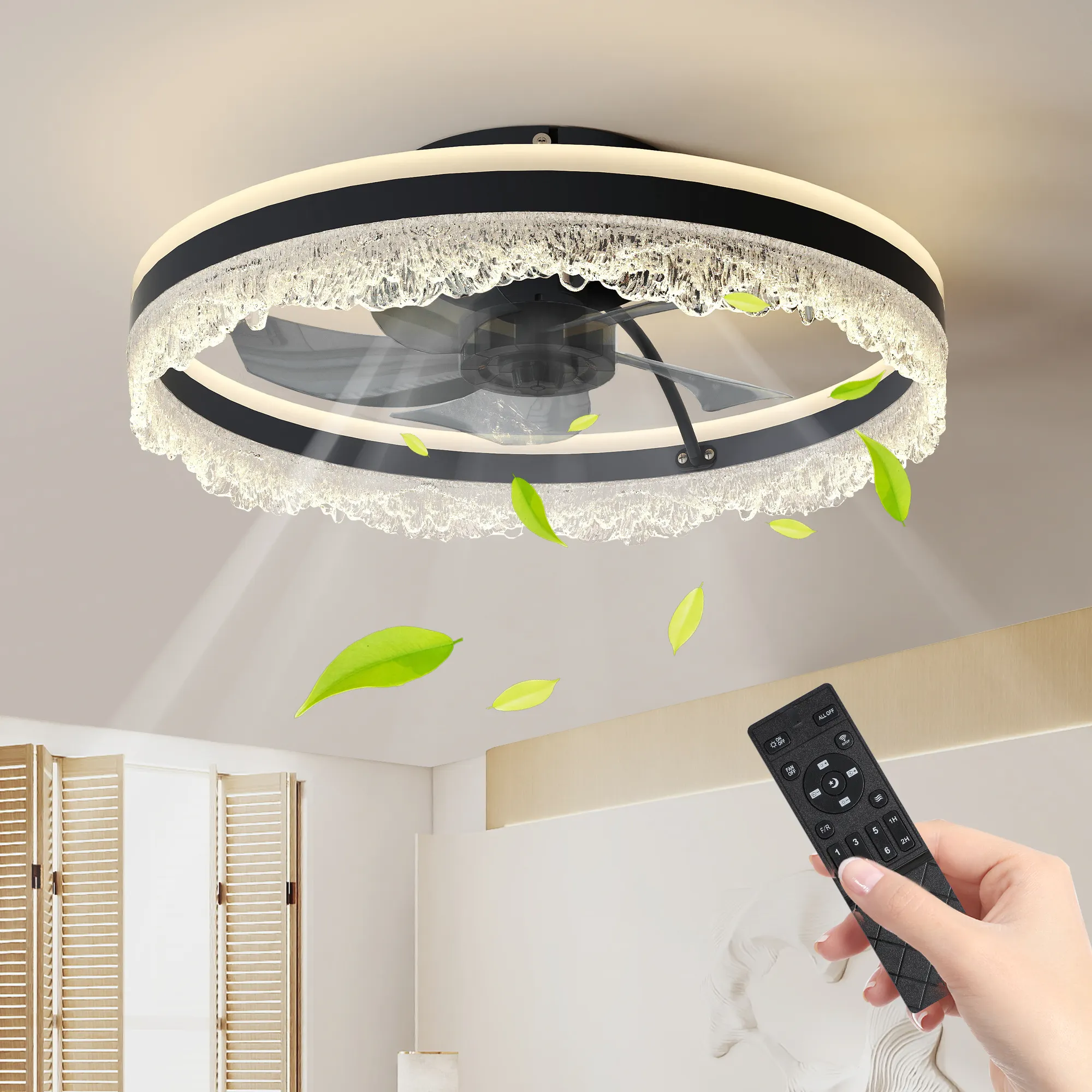 Crystal Flush Mount Ceiling Light, 20 in, image 5 of 8