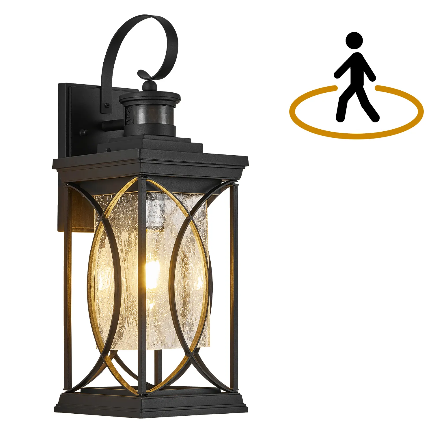 Modern Black Glass Outdoor Wall Light, 17.99 in · Dusk-to-Dawn