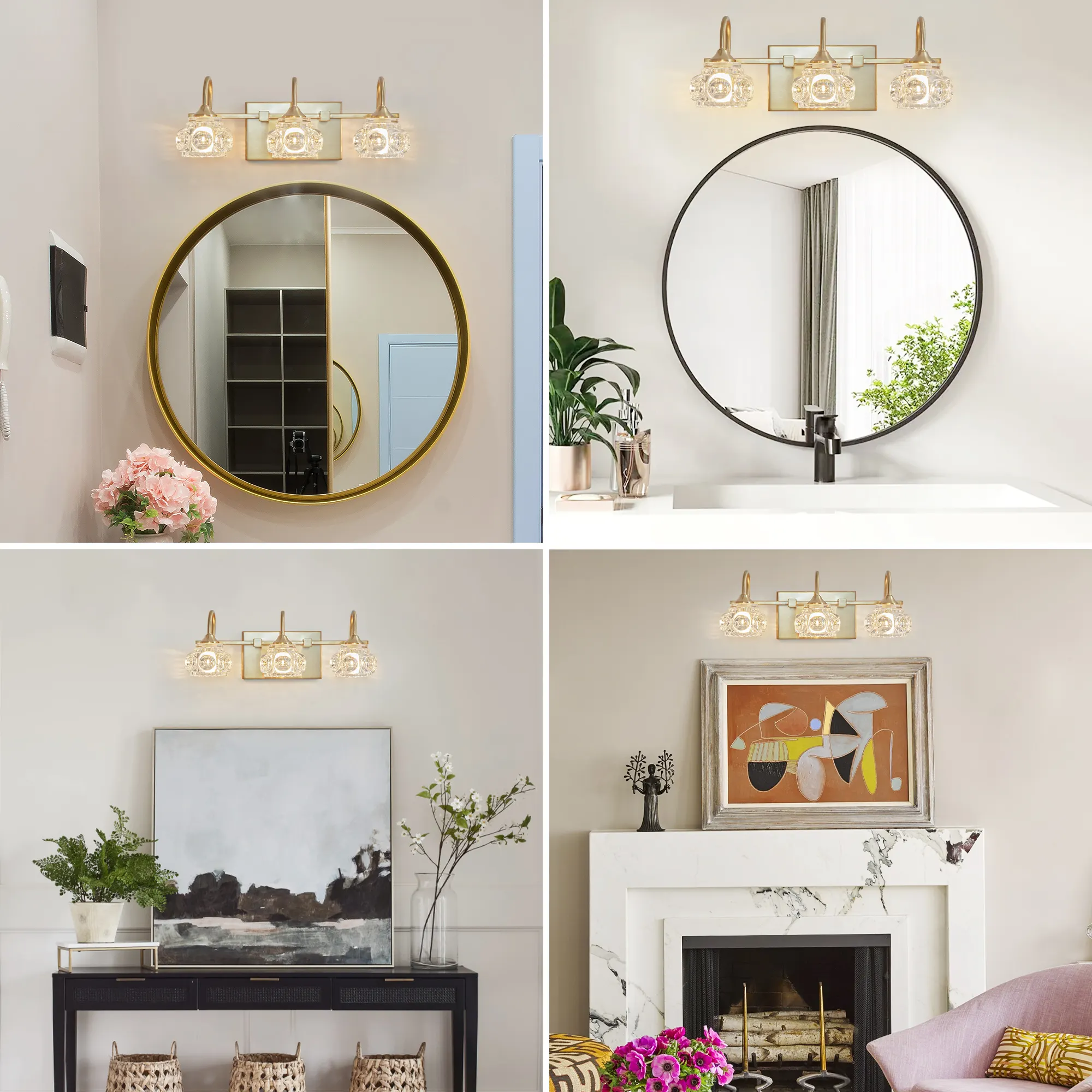 Modern Gold 3-Light Clear Glass Vanity Light, 17 in, image 2 of 7