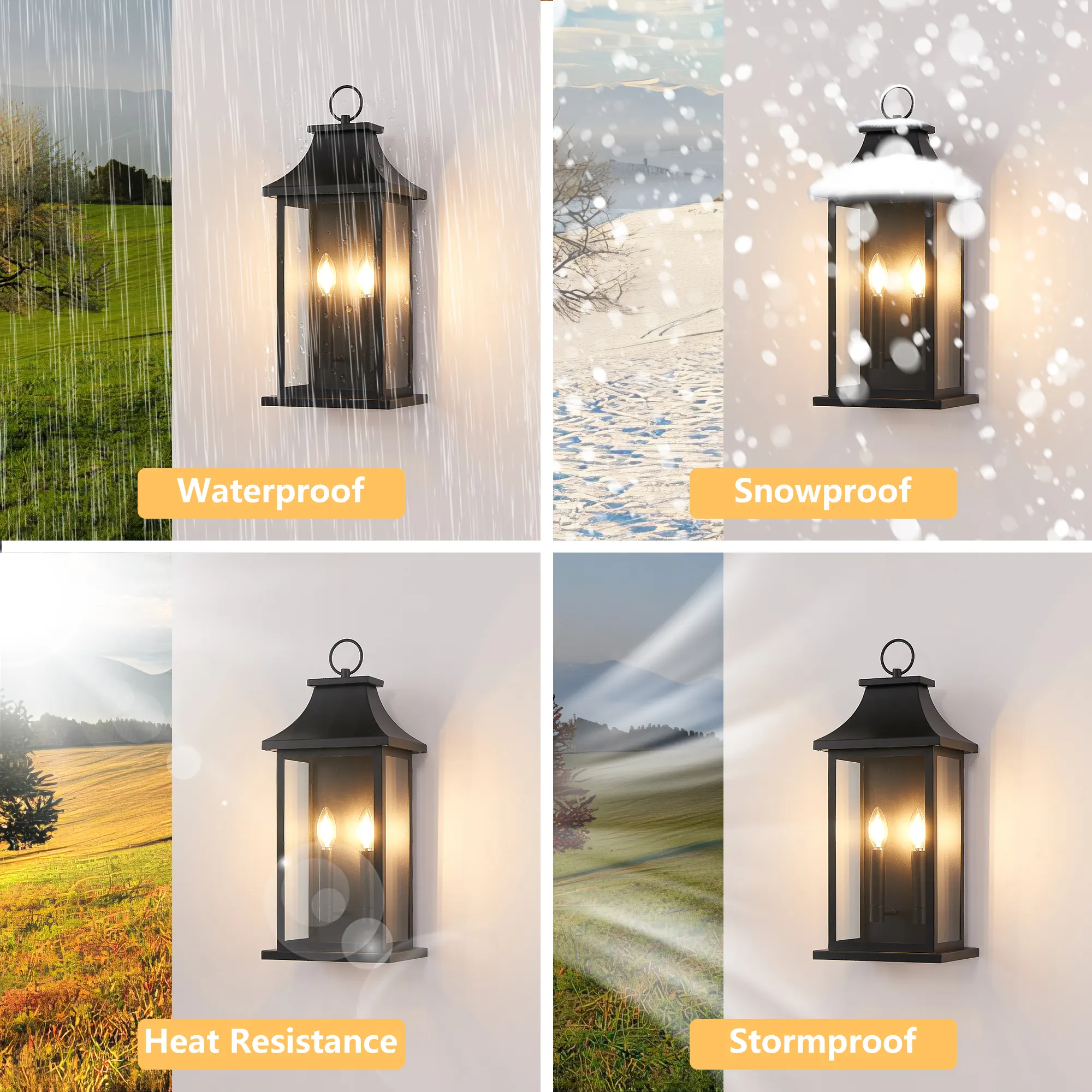 Black Outdoor Wall Lantern, 22 in (2-Pack), image 3 of 7