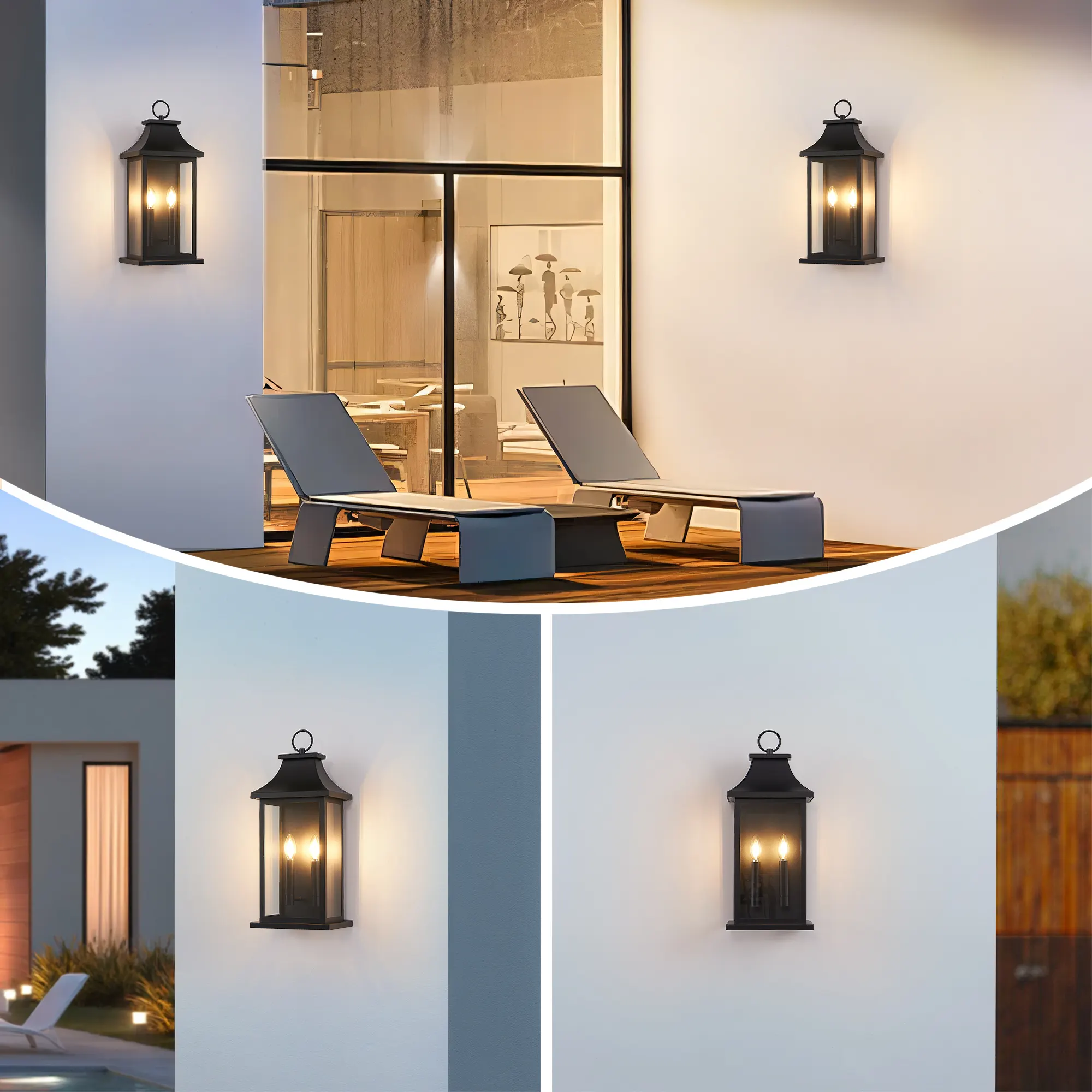 Black Outdoor Wall Lantern, 22 in (2-Pack), image 4 of 7