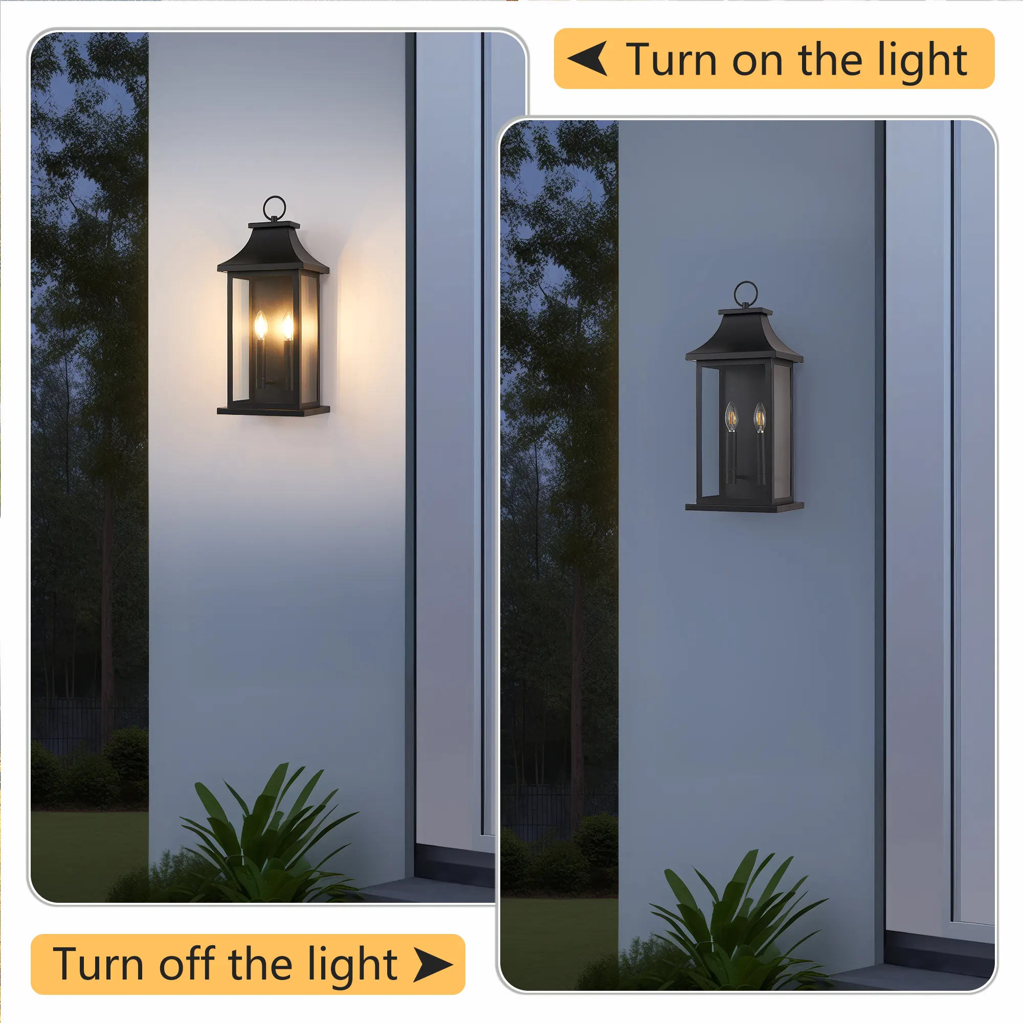Black Outdoor Wall Lantern, 22 in (2-Pack), image 7 of 7