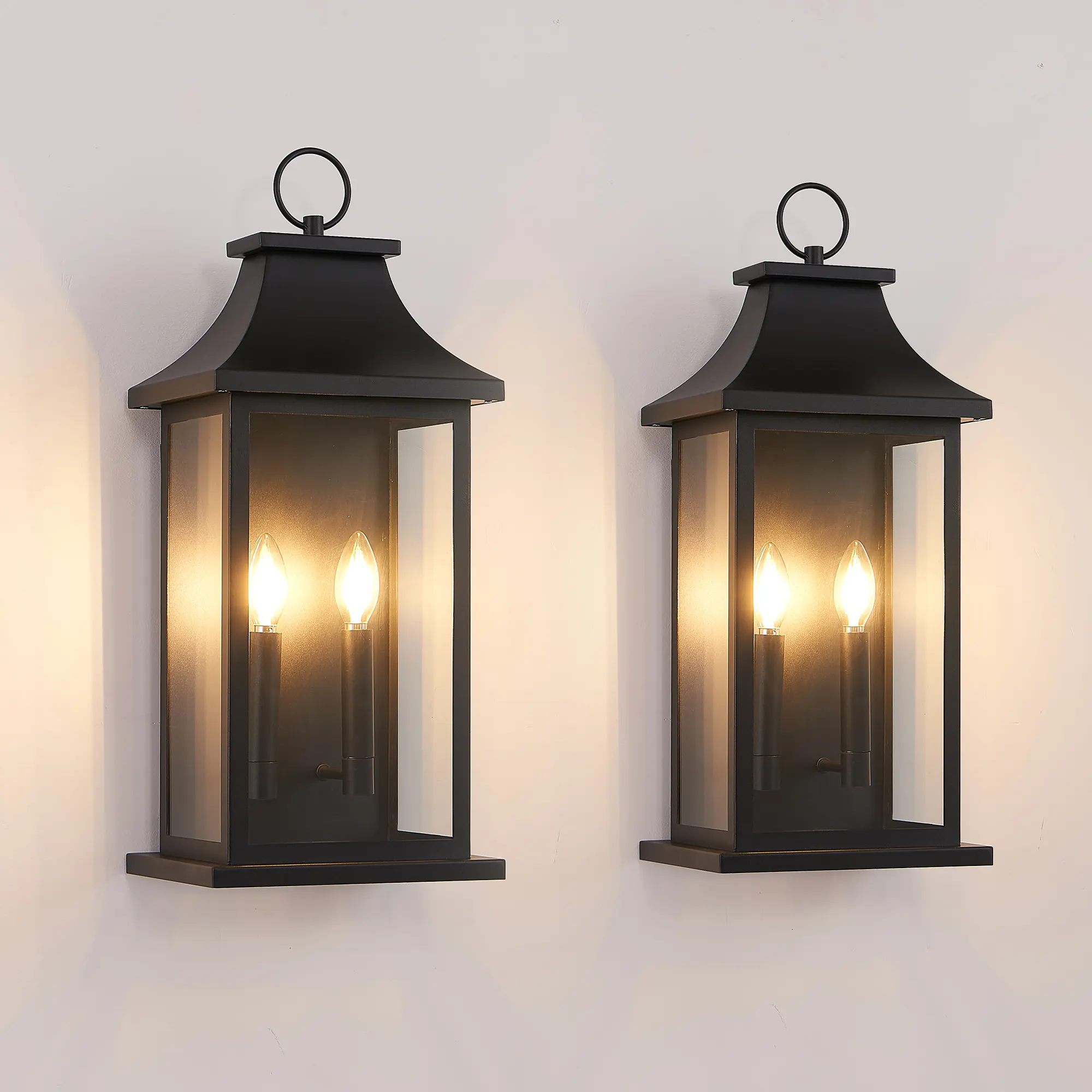 Black Outdoor Wall Lantern, 22 in (2-Pack), image 2 of 7