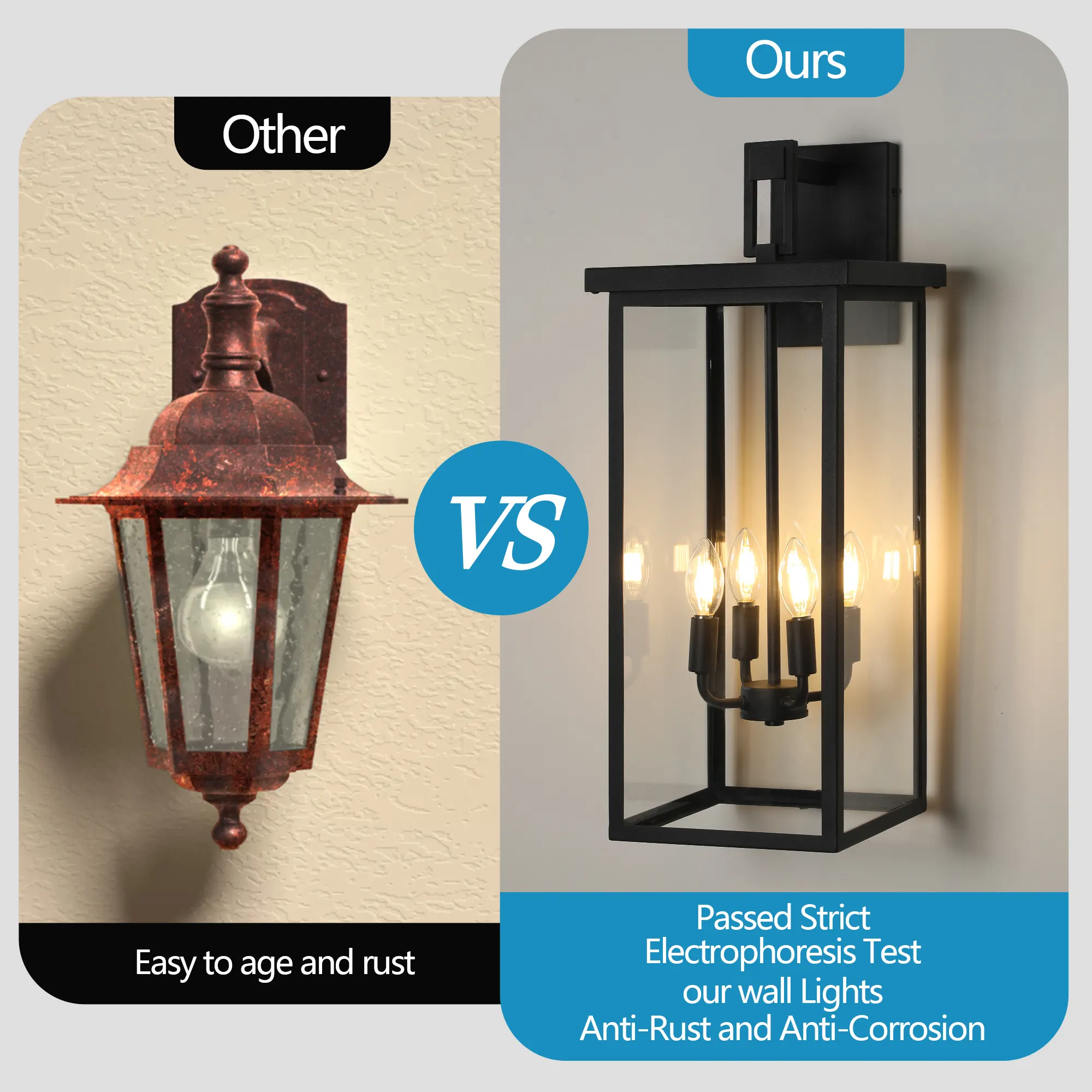 Modern Black Clear Glass Outdoor Wall Lantern, 26 in, image 5 of 7