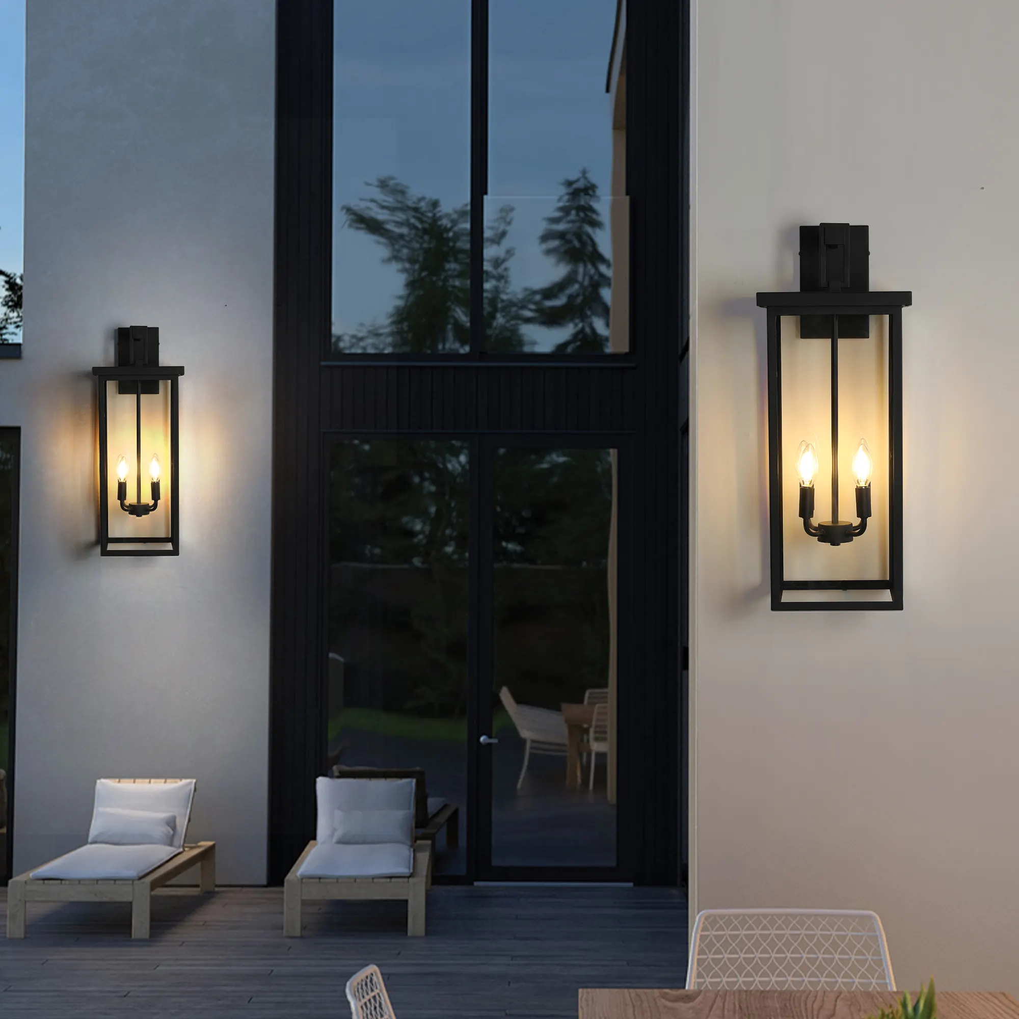 Modern Black Clear Glass Outdoor Wall Lantern, 26 in, image 6 of 7
