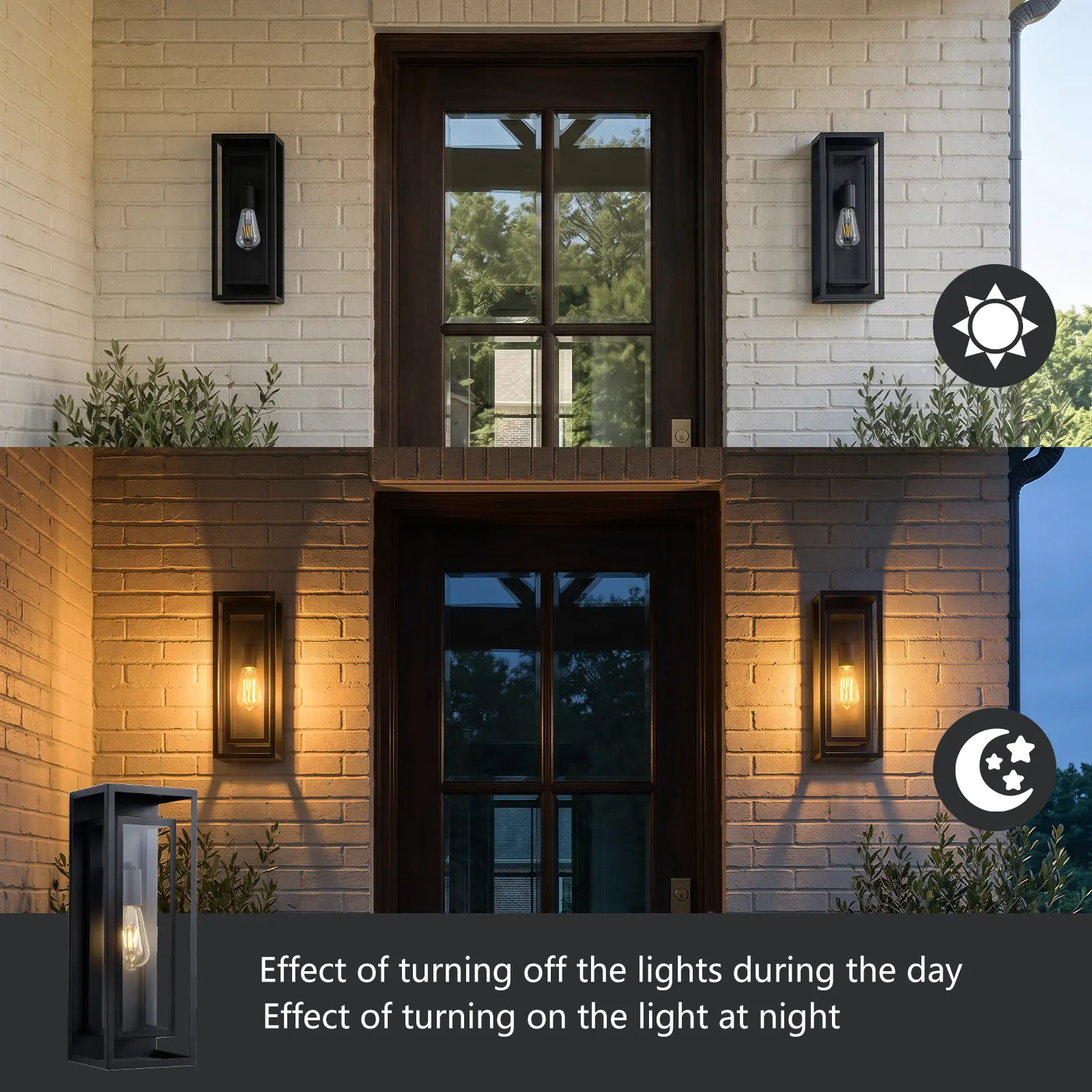 Matte Black 1-Light Glass Outdoor Wall Light, 17.9 in (2-Pack), image 2 of 9