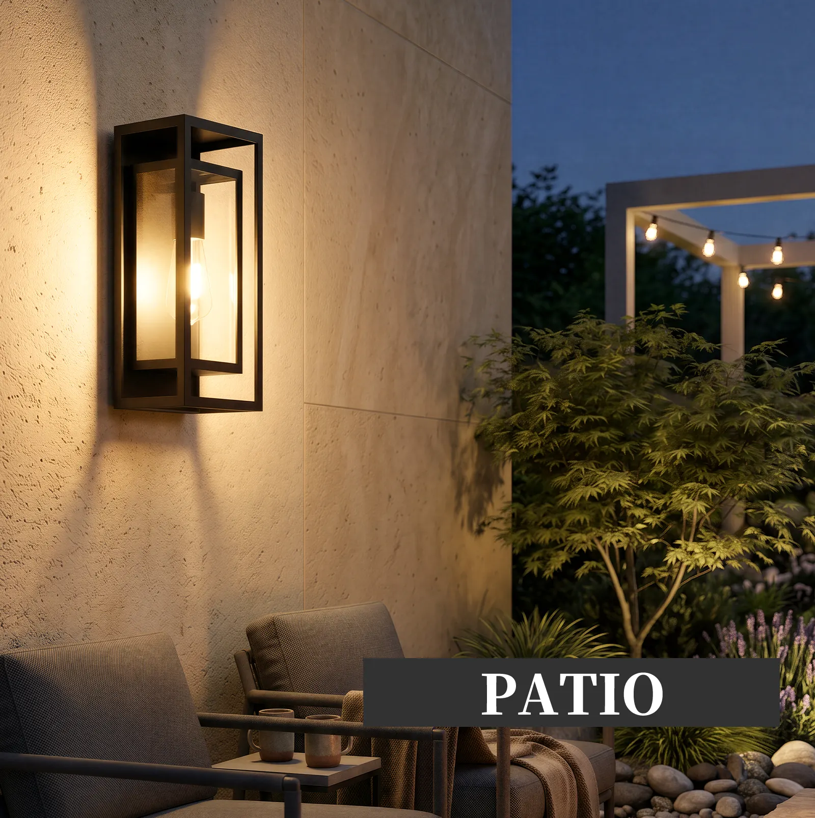 Matte Black 1-Light Glass Outdoor Wall Light, 14 in (2-Pack), image 5 of 9