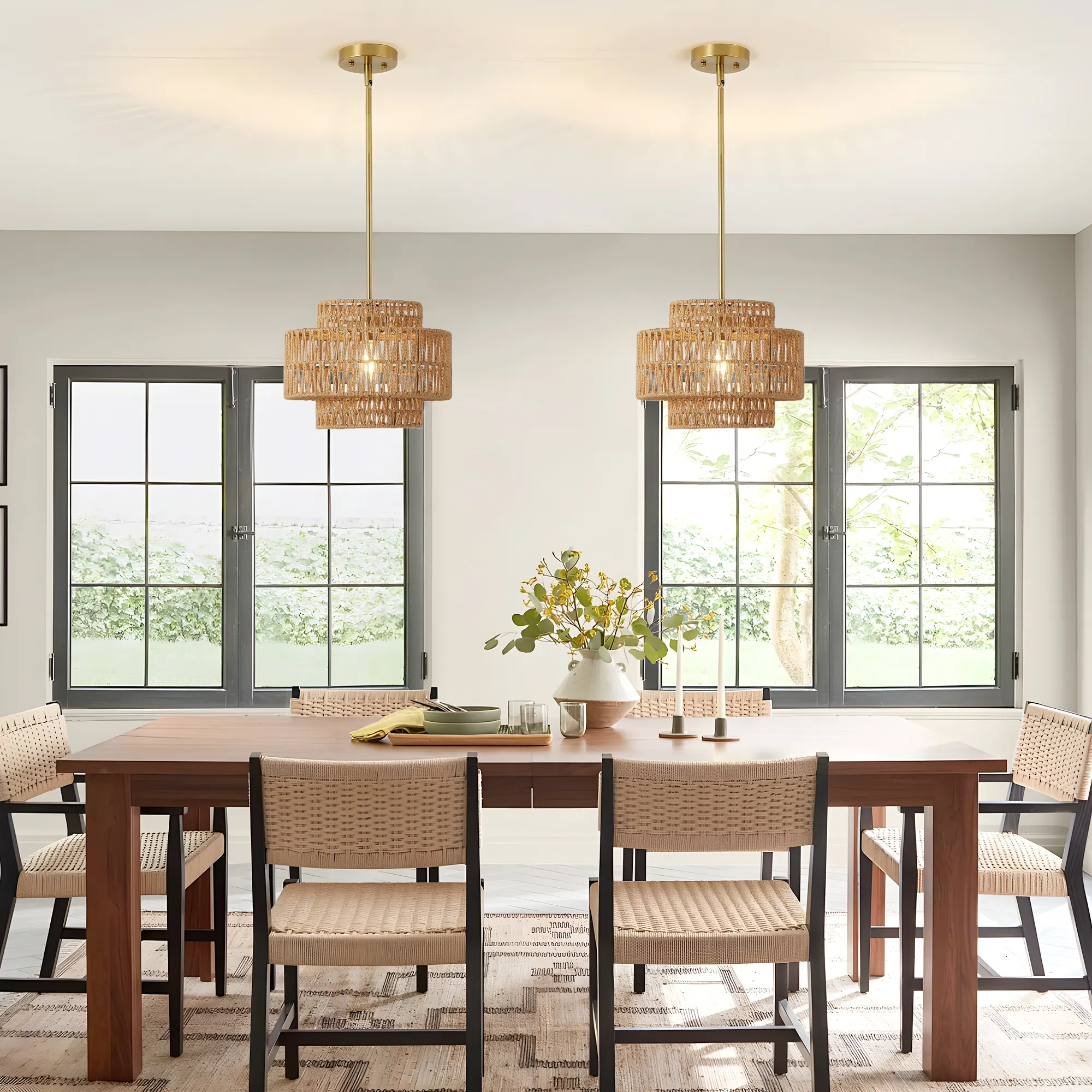 Farmhouse Rattan 1-Light Chandelier, 12.6 in, image 4 of 6
