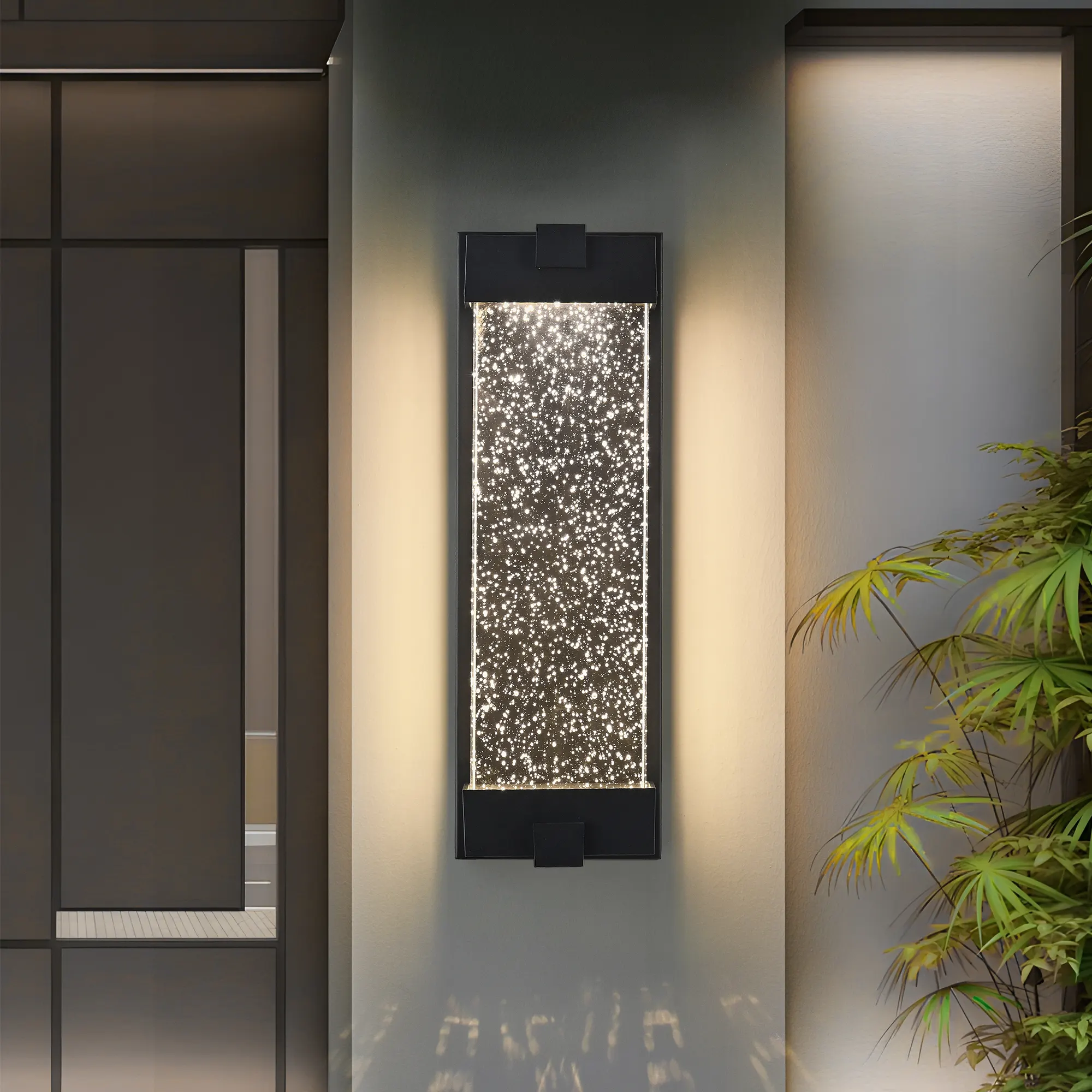Black Glass Outdoor Wall Light, 19 in · Dusk-to-Dawn, image 2 of 8