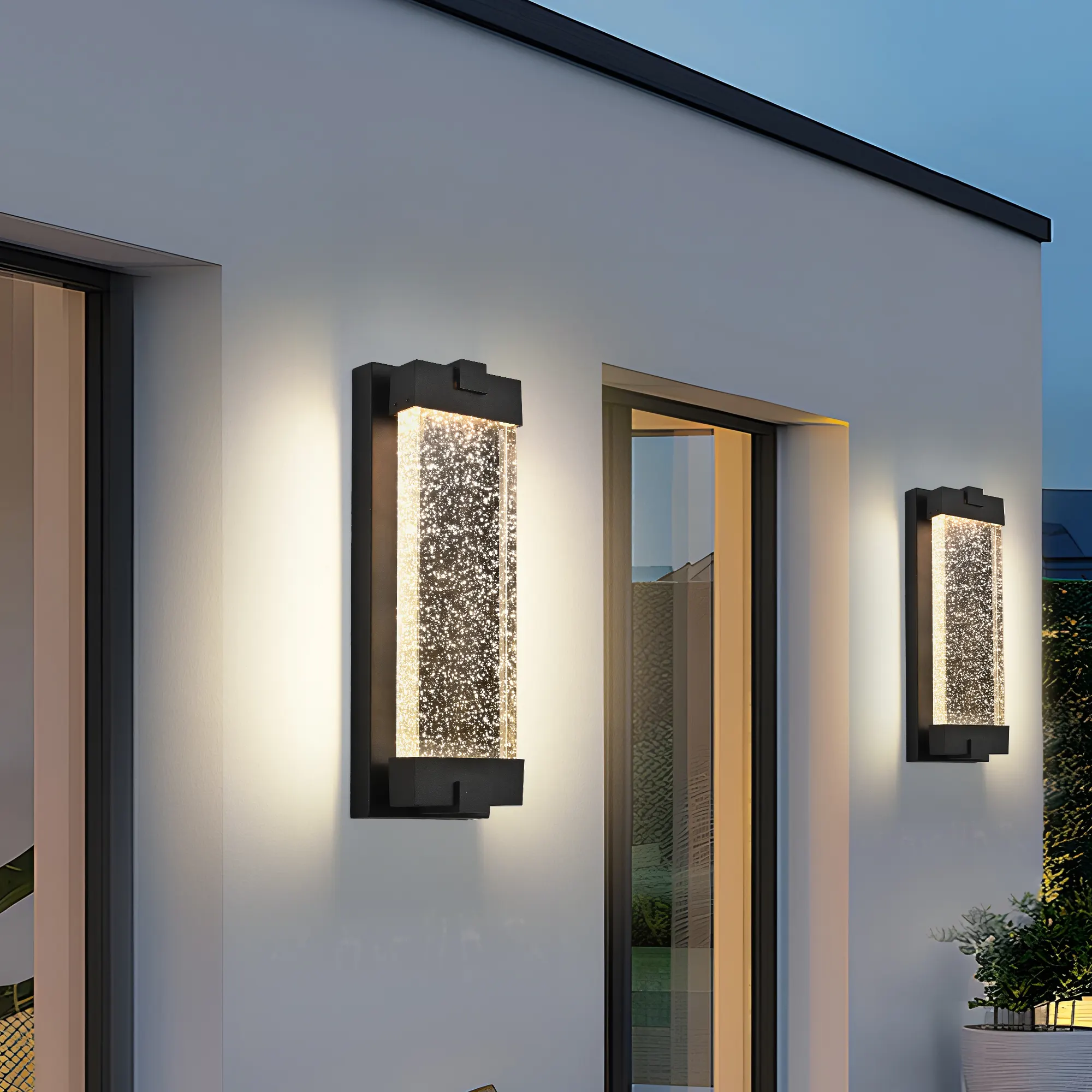 Black Glass Outdoor Wall Light, 19 in · Dusk-to-Dawn, image 5 of 8