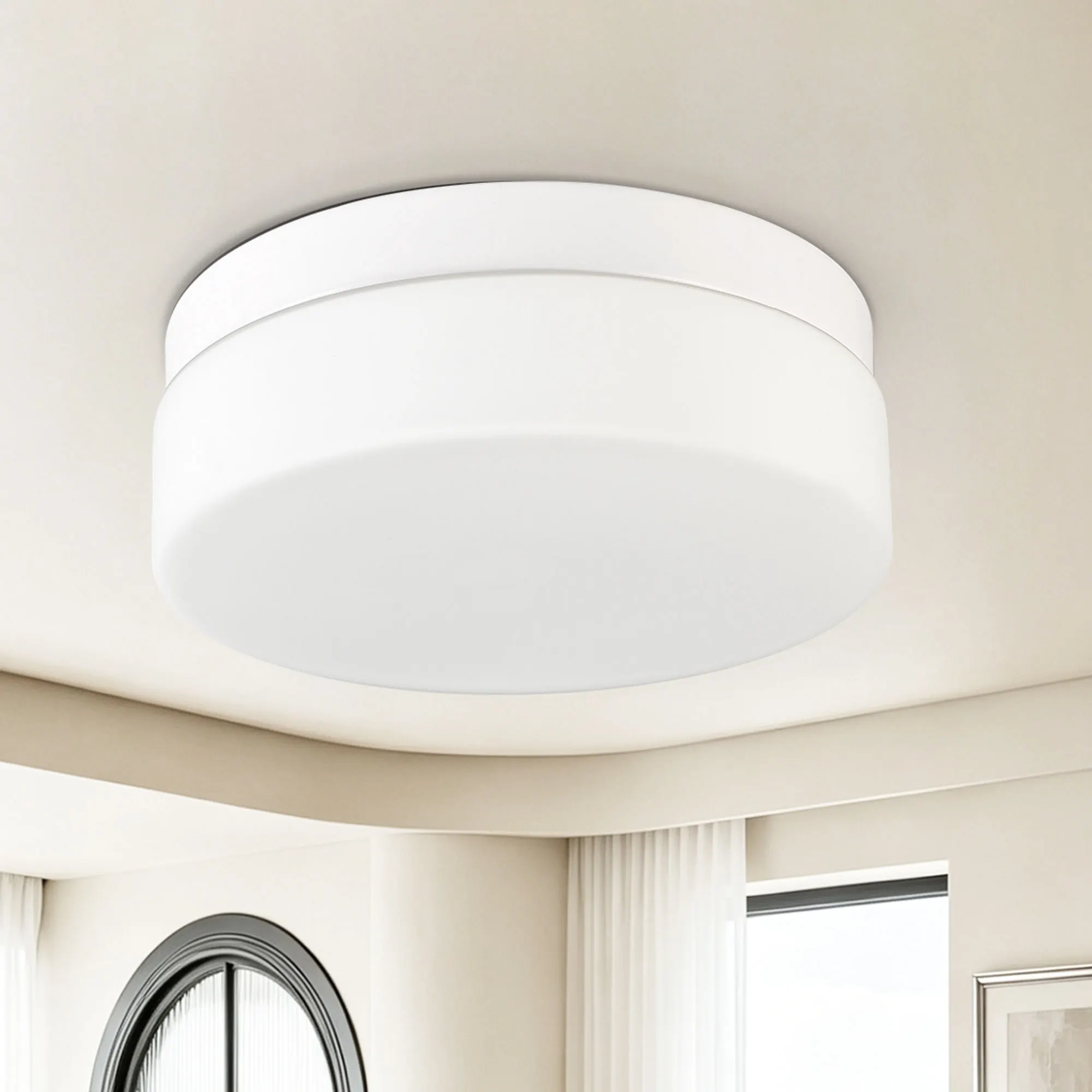 Modern White Flush Mount Ceiling Light, 12 in · Dimmable, image 11 of 14