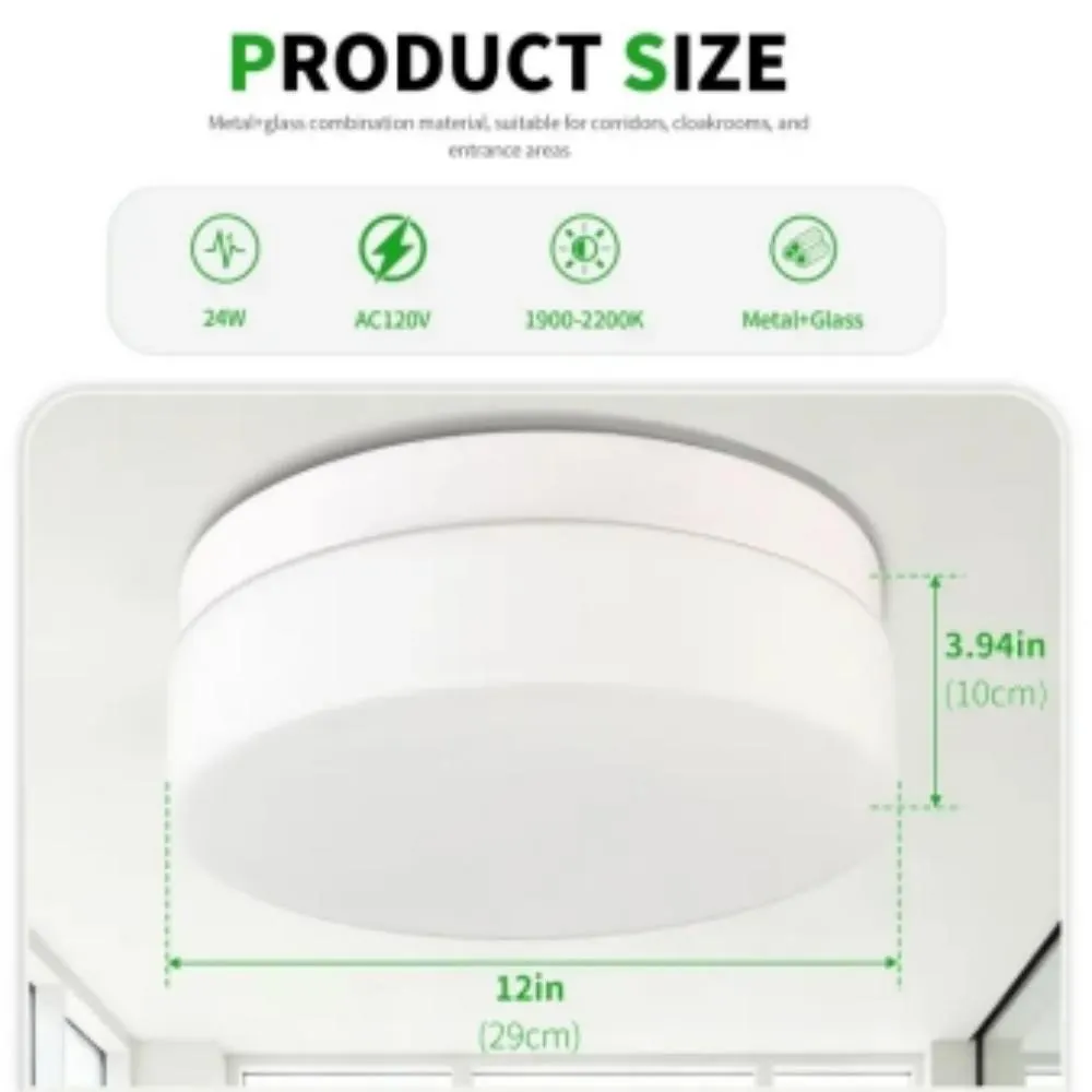 Modern White Flush Mount Ceiling Light, 12 in · Dimmable, image 9 of 14