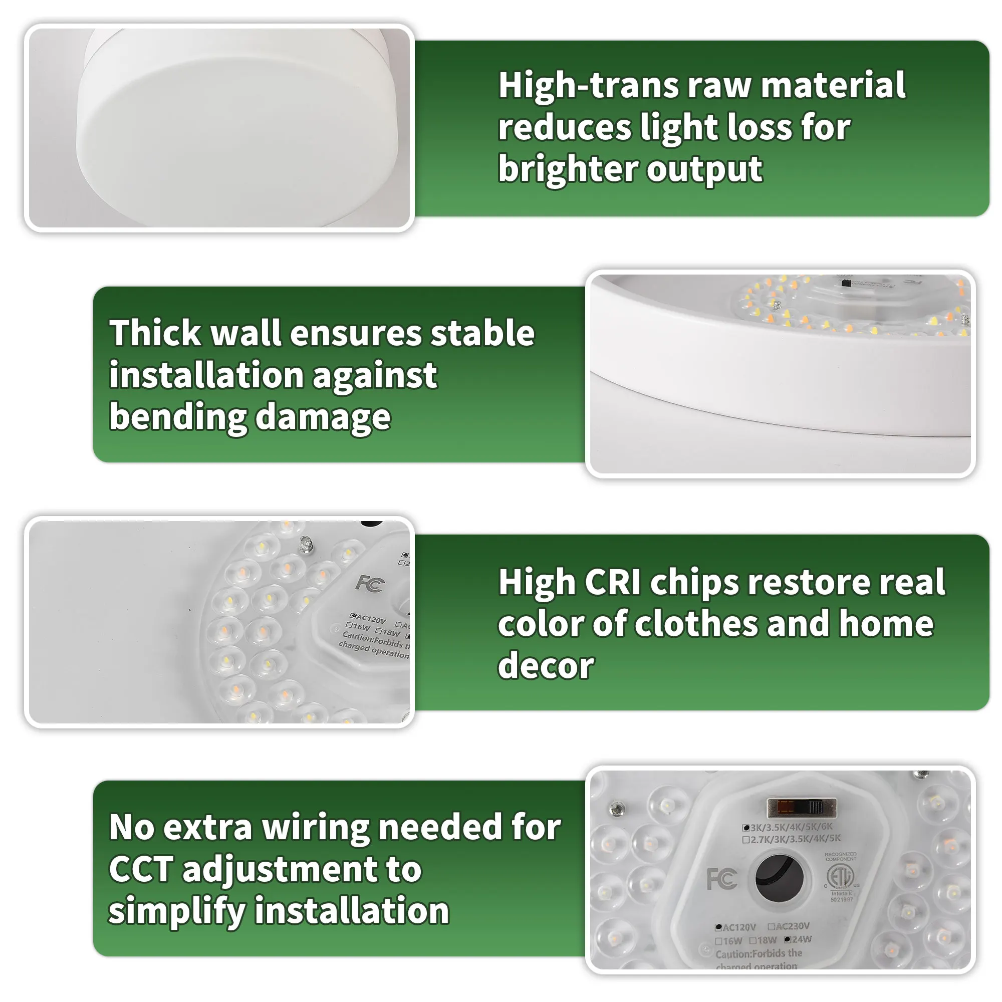 Modern White Flush Mount Ceiling Light, 12 in · Dimmable, image 14 of 14