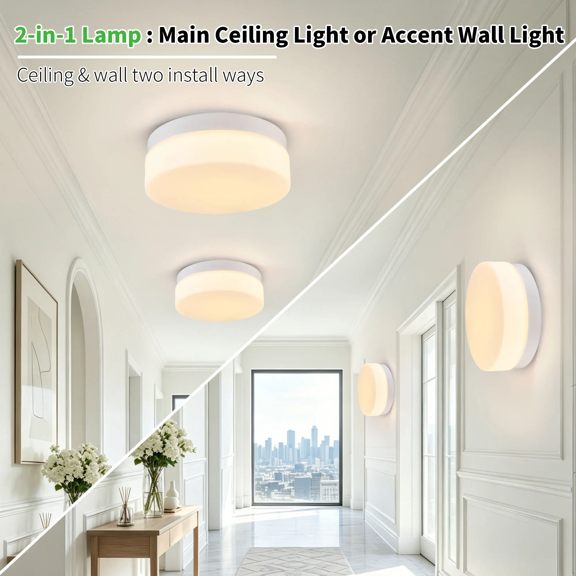 Modern White Flush Mount Ceiling Light, 12 in · Dimmable, image 2 of 14